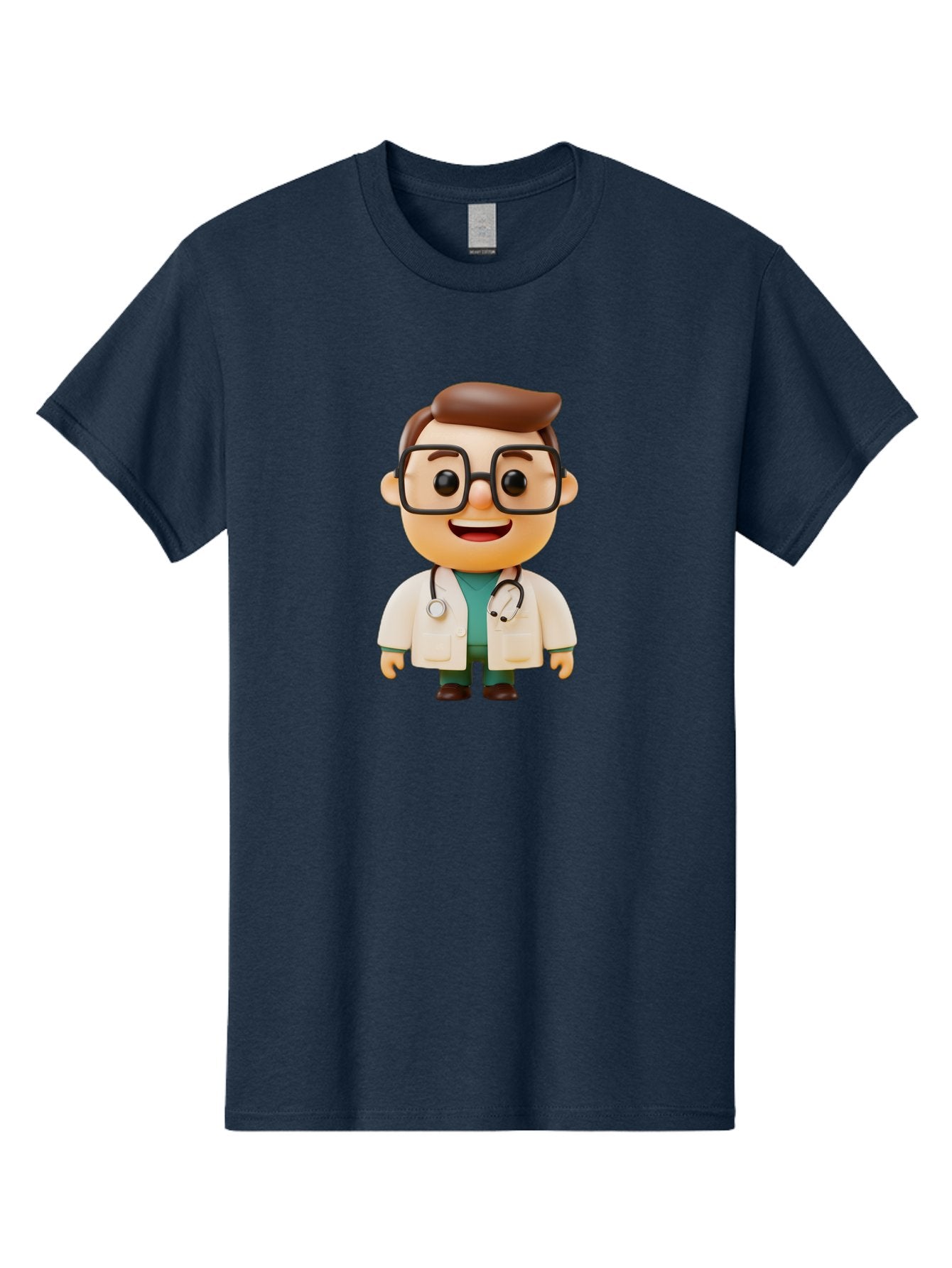 Doctor-2 Men'S Graphic Tee, 100% Cotton, Comfortable Casual Summer Wear, Machine Washable, Cartoon Doctor, Medical Professional, Health Care, Stethoscope, Lab Coat, Glasses, Friendly Smile, Medical Care, Healthcare Worker, Doctor Illustration Baa456 5