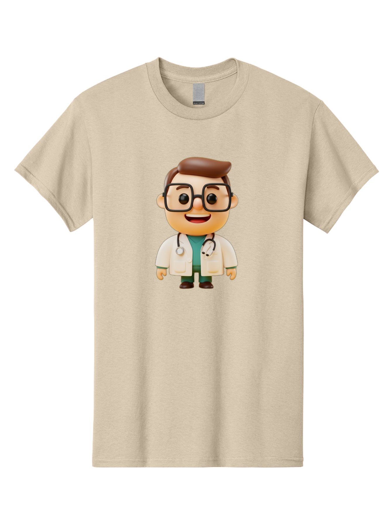 Doctor-2 Men'S Graphic Tee, 100% Cotton, Comfortable Casual Summer Wear, Machine Washable, Cartoon Doctor, Medical Professional, Health Care, Stethoscope, Lab Coat, Glasses, Friendly Smile, Medical Care, Healthcare Worker, Doctor Illustration Baa456 3