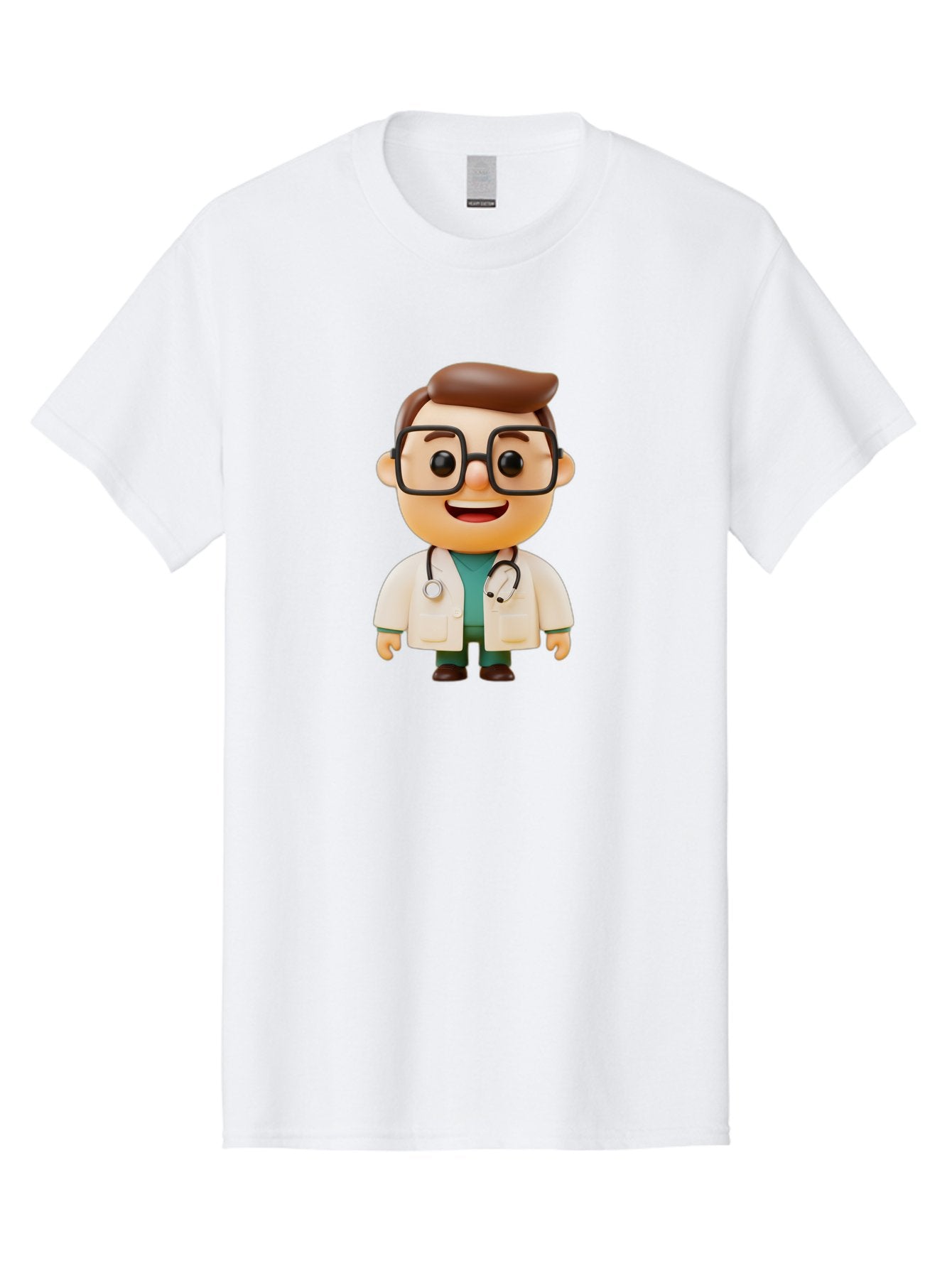 Doctor-2 Men'S Graphic Tee, 100% Cotton, Comfortable Casual Summer Wear, Machine Washable, Cartoon Doctor, Medical Professional, Health Care, Stethoscope, Lab Coat, Glasses, Friendly Smile, Medical Care, Healthcare Worker, Doctor Illustration Baa456