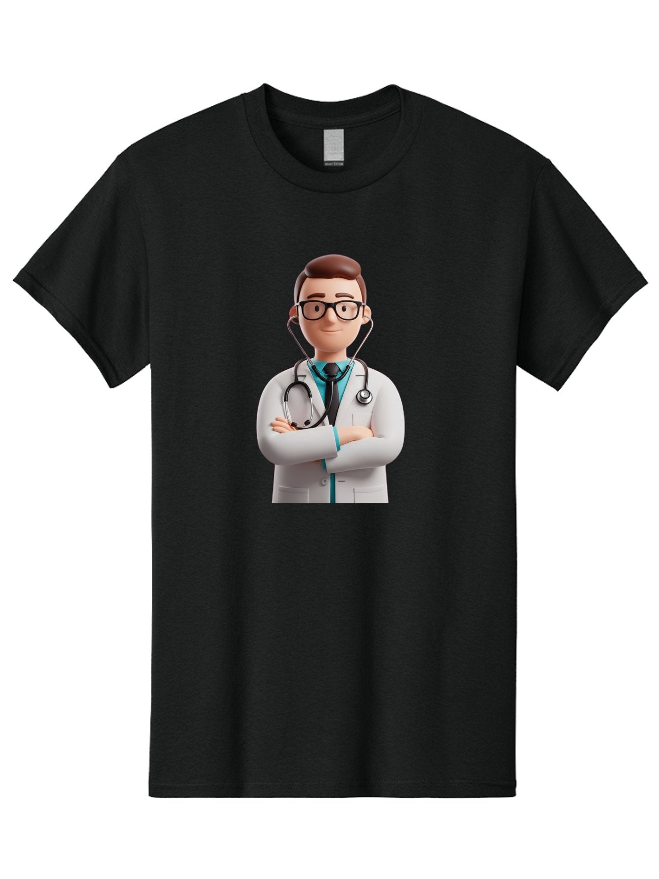 Doctor-3 Men'S Graphic Tee, 100% Cotton, Comfortable Casual Summer Wear, Machine Washable, Cartoon Doctor, Medical Professional, Stethoscope Around Neck, White Lab Coat, Confident Pose, Medical Care, Healthcare Provider, Friendly Smile, Baa457