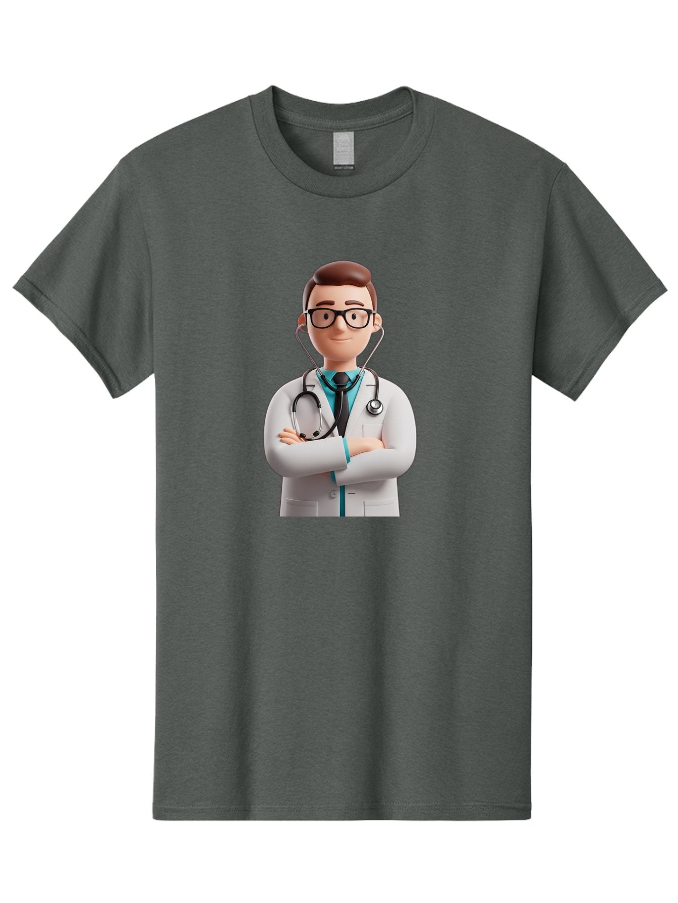 Doctor-3 Men'S Graphic Tee, 100% Cotton, Comfortable Casual Summer Wear, Machine Washable, Cartoon Doctor, Medical Professional, Stethoscope Around Neck, White Lab Coat, Confident Pose, Medical Care, Healthcare Provider, Friendly Smile, Baa457 15