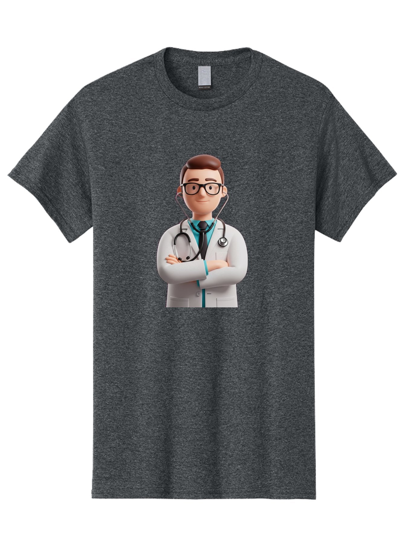Doctor-3 Men'S Graphic Tee, 100% Cotton, Comfortable Casual Summer Wear, Machine Washable, Cartoon Doctor, Medical Professional, Stethoscope Around Neck, White Lab Coat, Confident Pose, Medical Care, Healthcare Provider, Friendly Smile, Baa457 8