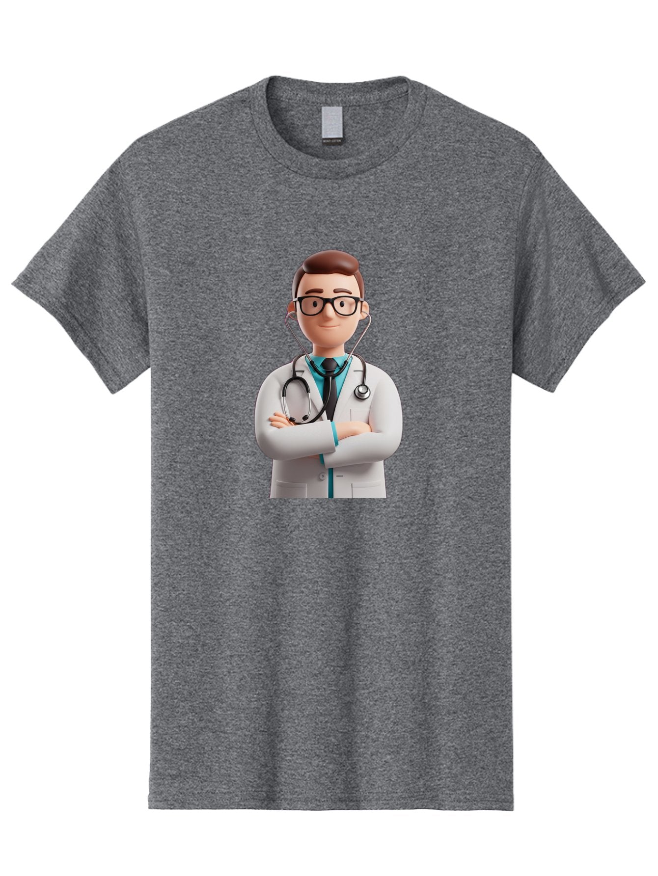 Doctor-3 Men'S Graphic Tee, 100% Cotton, Comfortable Casual Summer Wear, Machine Washable, Cartoon Doctor, Medical Professional, Stethoscope Around Neck, White Lab Coat, Confident Pose, Medical Care, Healthcare Provider, Friendly Smile, Baa457 10