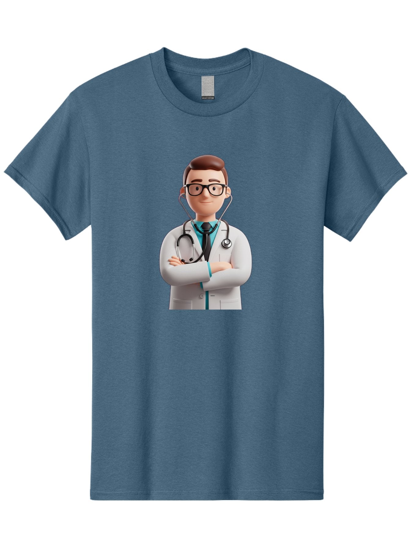 Doctor-3 Men'S Graphic Tee, 100% Cotton, Comfortable Casual Summer Wear, Machine Washable, Cartoon Doctor, Medical Professional, Stethoscope Around Neck, White Lab Coat, Confident Pose, Medical Care, Healthcare Provider, Friendly Smile, Baa457 6