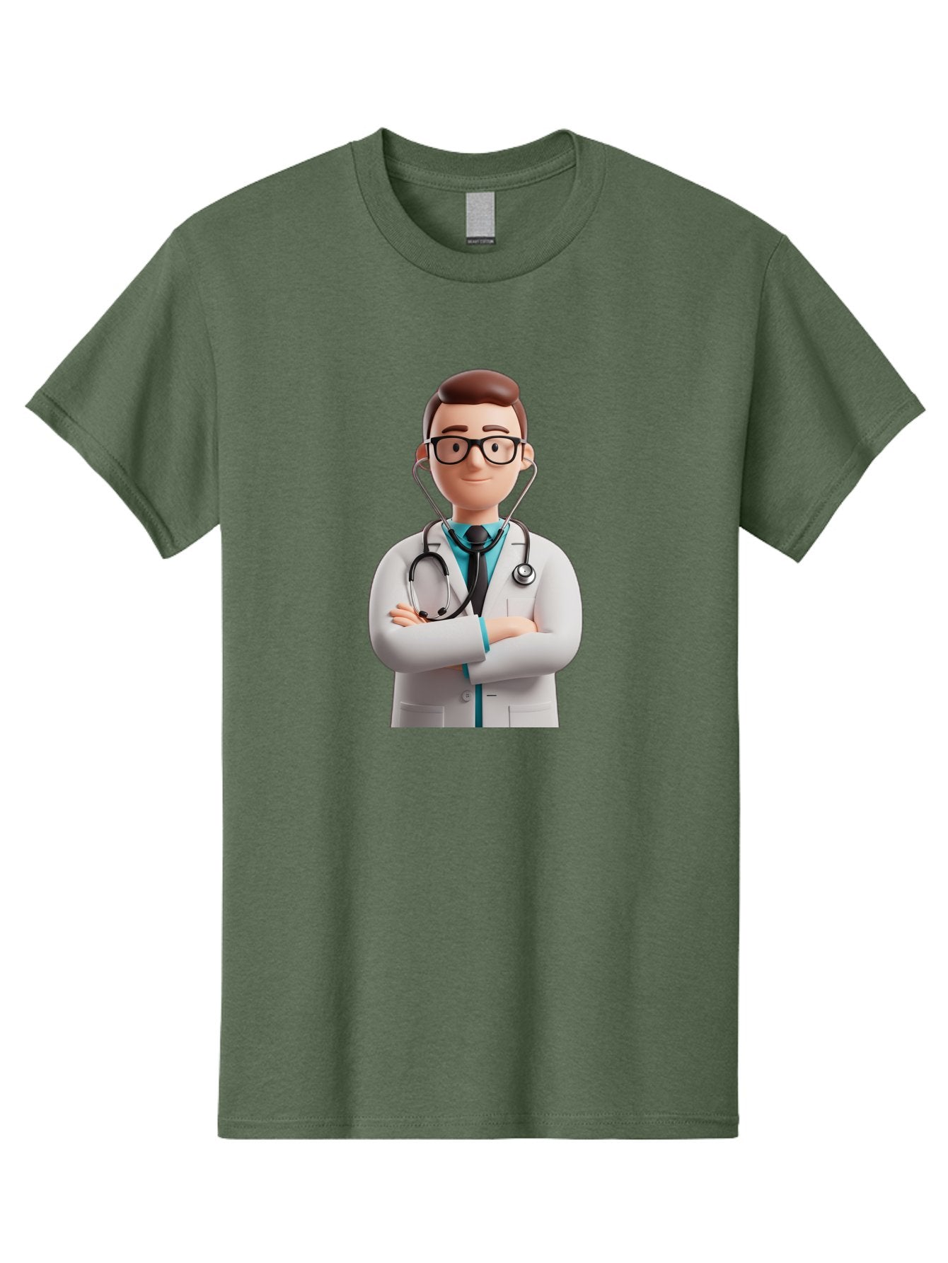 Doctor-3 Men'S Graphic Tee, 100% Cotton, Comfortable Casual Summer Wear, Machine Washable, Cartoon Doctor, Medical Professional, Stethoscope Around Neck, White Lab Coat, Confident Pose, Medical Care, Healthcare Provider, Friendly Smile, Baa457 5