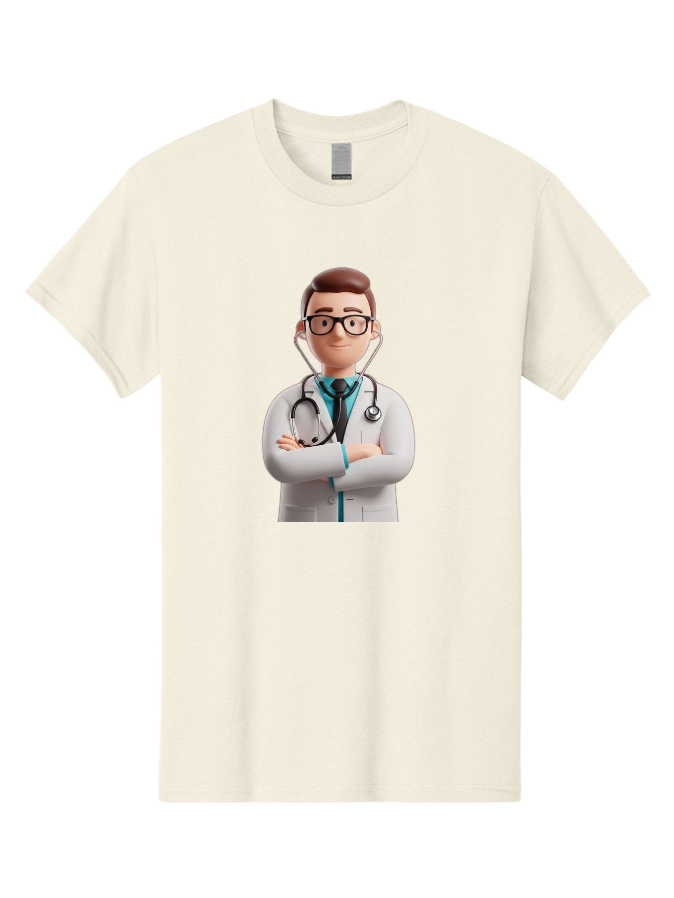 Doctor-3 Men'S Graphic Tee, 100% Cotton, Comfortable Casual Summer Wear, Machine Washable, Cartoon Doctor, Medical Professional, Stethoscope Around Neck, White Lab Coat, Confident Pose, Medical Care, Healthcare Provider, Friendly Smile, Baa457 3