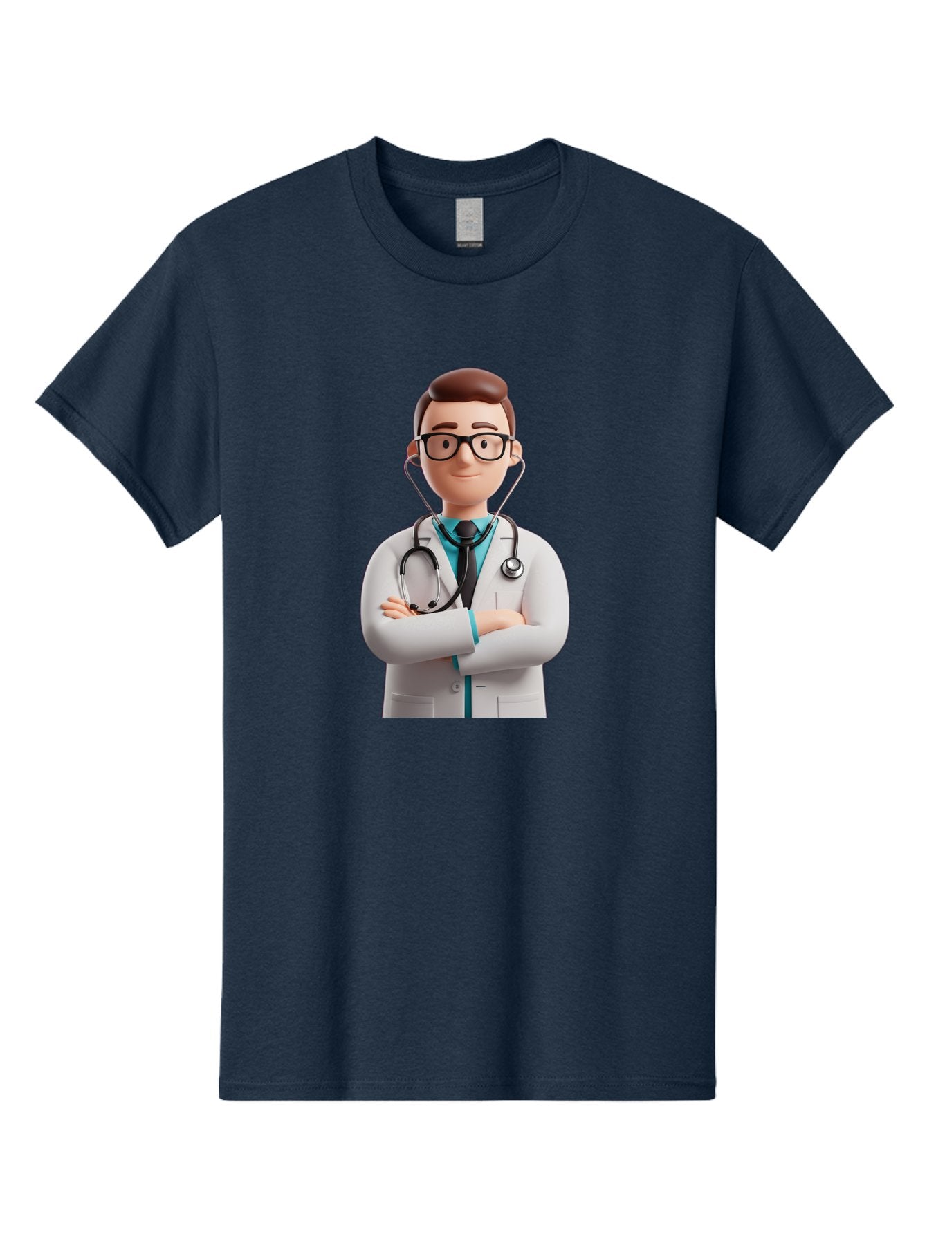 Doctor-3 Men'S Graphic Tee, 100% Cotton, Comfortable Casual Summer Wear, Machine Washable, Cartoon Doctor, Medical Professional, Stethoscope Around Neck, White Lab Coat, Confident Pose, Medical Care, Healthcare Provider, Friendly Smile, Baa457 9