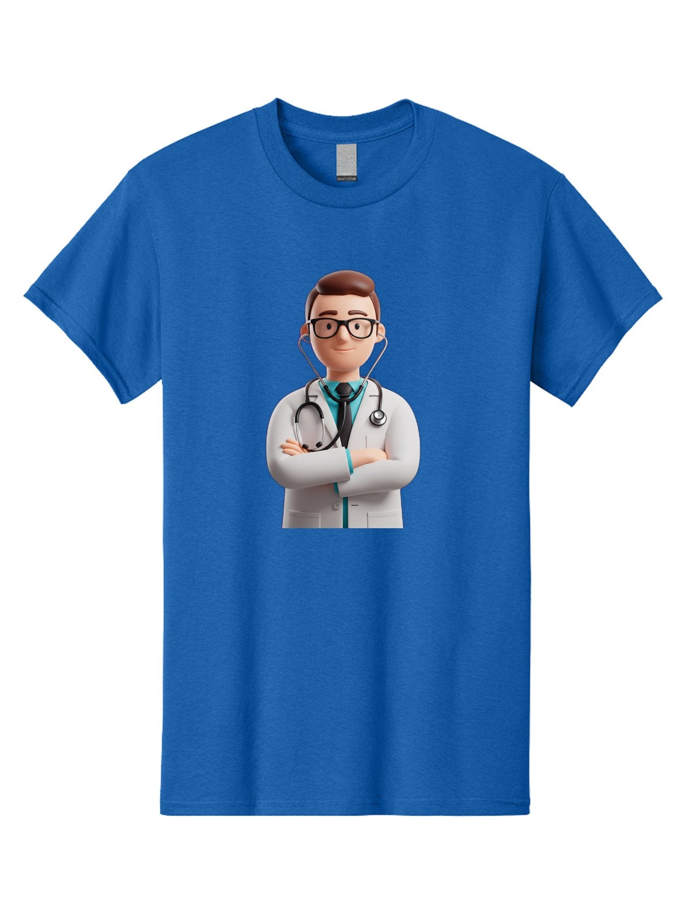 Doctor-3 Men'S Graphic Tee, 100% Cotton, Comfortable Casual Summer Wear, Machine Washable, Cartoon Doctor, Medical Professional, Stethoscope Around Neck, White Lab Coat, Confident Pose, Medical Care, Healthcare Provider, Friendly Smile, Baa457 12