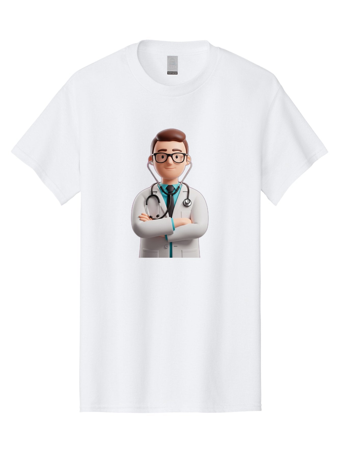 Doctor-3 Men'S Graphic Tee, 100% Cotton, Comfortable Casual Summer Wear, Machine Washable, Cartoon Doctor, Medical Professional, Stethoscope Around Neck, White Lab Coat, Confident Pose, Medical Care, Healthcare Provider, Friendly Smile, Baa457 7