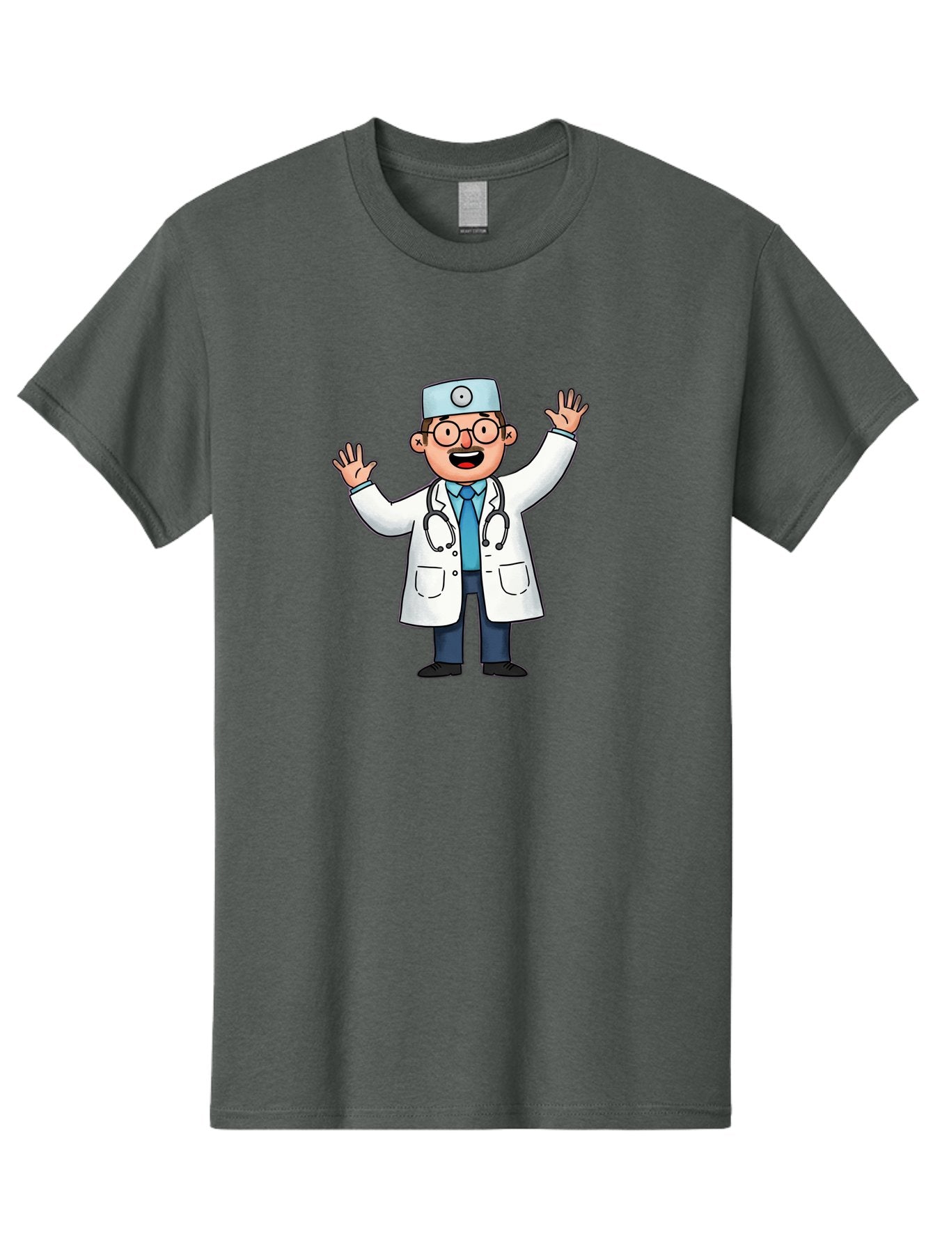 Doctor-6 Men'S Graphic Tee, 100% Cotton, Comfortable Casual Summer Wear, Machine Washable, Cartoon Doctor, Healthcare Professional, Medical Illustration, White Lab Coat, Stethoscope, Blue Tie, Smiling Doctor, Friendly Gesture, Baa461 8