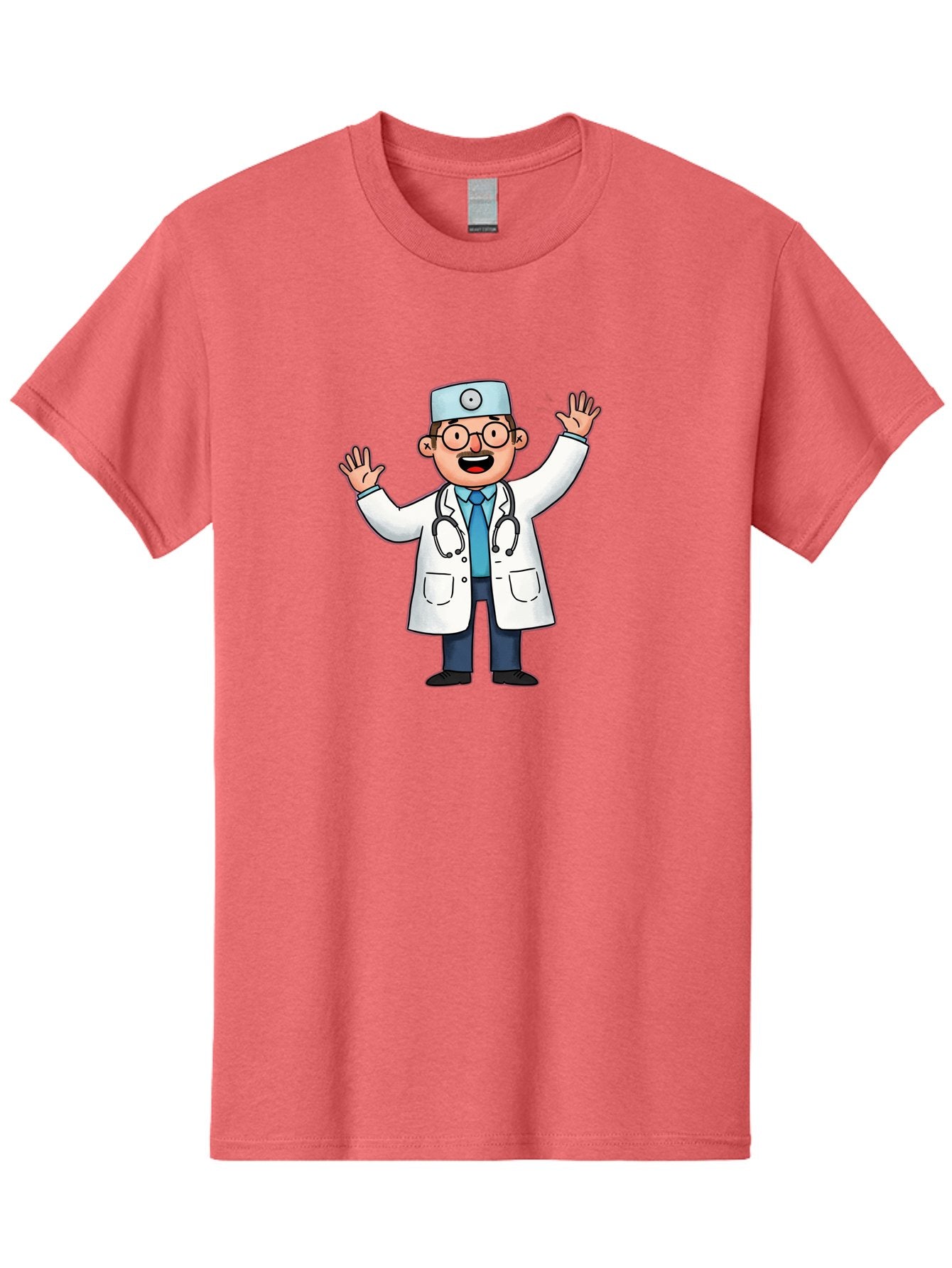 Doctor-6 Men'S Graphic Tee, 100% Cotton, Comfortable Casual Summer Wear, Machine Washable, Cartoon Doctor, Healthcare Professional, Medical Illustration, White Lab Coat, Stethoscope, Blue Tie, Smiling Doctor, Friendly Gesture, Baa461 11