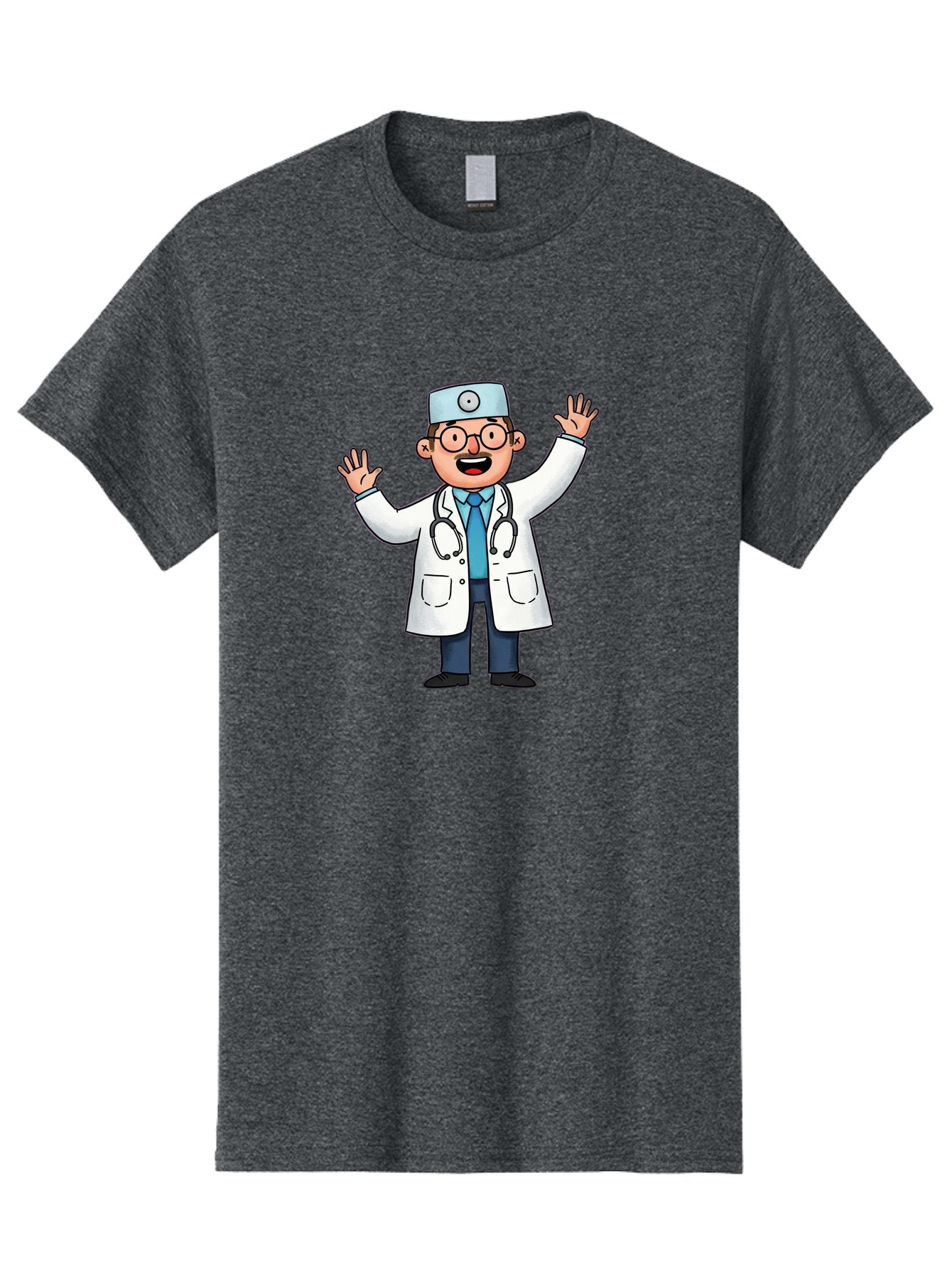 Doctor-6 Men'S Graphic Tee, 100% Cotton, Comfortable Casual Summer Wear, Machine Washable, Cartoon Doctor, Healthcare Professional, Medical Illustration, White Lab Coat, Stethoscope, Blue Tie, Smiling Doctor, Friendly Gesture, Baa461 3