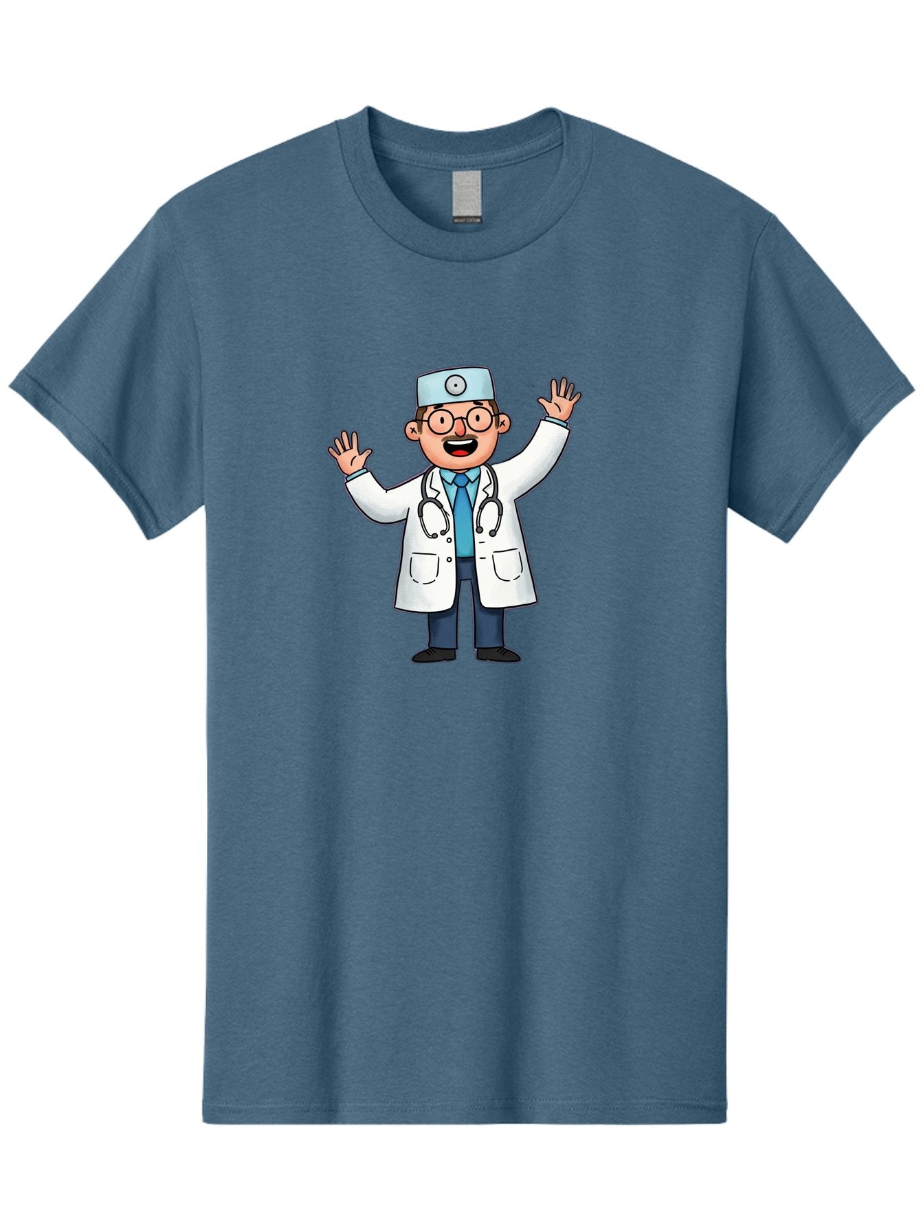 Doctor-6 Men'S Graphic Tee, 100% Cotton, Comfortable Casual Summer Wear, Machine Washable, Cartoon Doctor, Healthcare Professional, Medical Illustration, White Lab Coat, Stethoscope, Blue Tie, Smiling Doctor, Friendly Gesture, Baa461 10