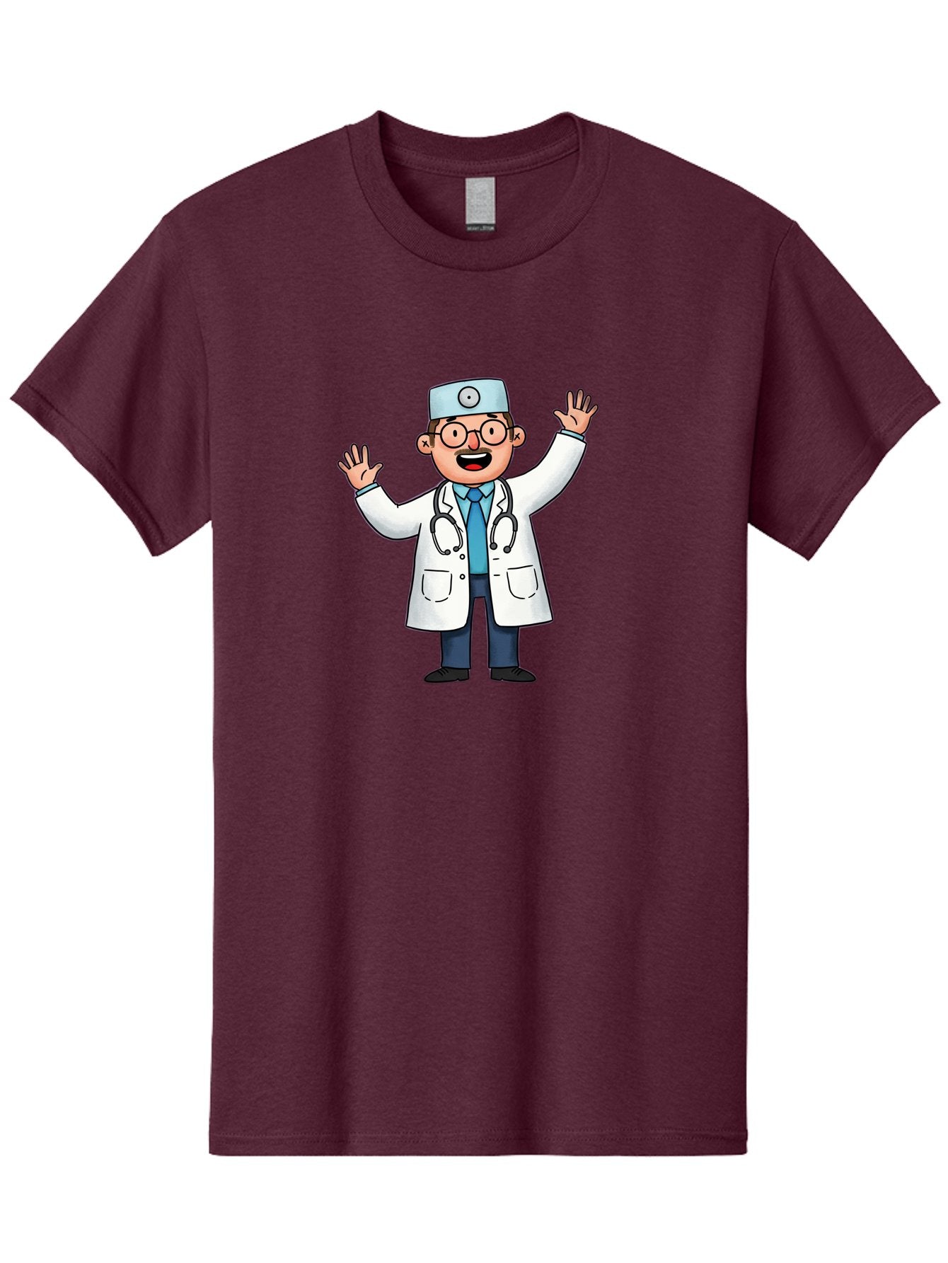 Doctor-6 Men'S Graphic Tee, 100% Cotton, Comfortable Casual Summer Wear, Machine Washable, Cartoon Doctor, Healthcare Professional, Medical Illustration, White Lab Coat, Stethoscope, Blue Tie, Smiling Doctor, Friendly Gesture, Baa461 4