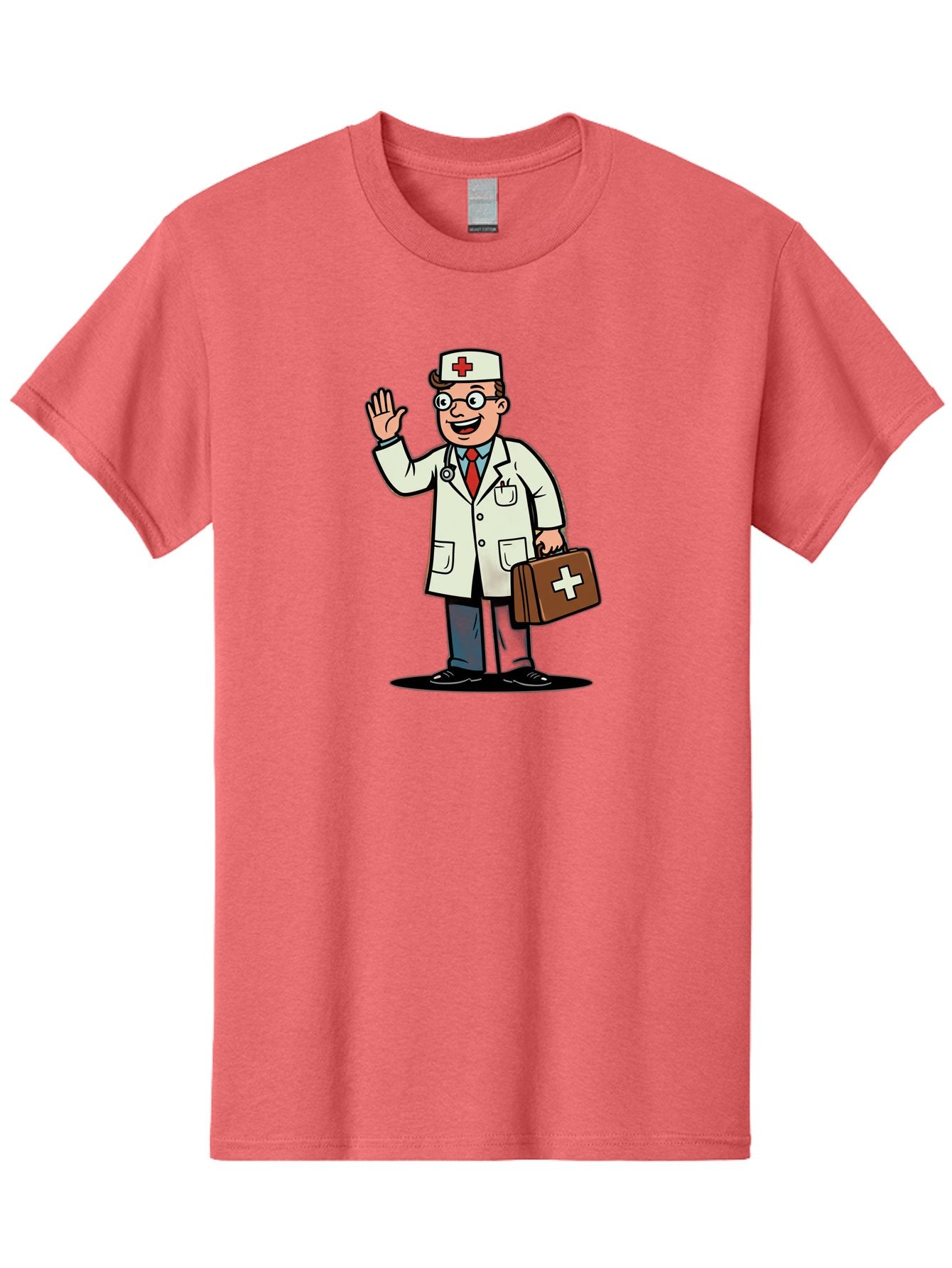 Doctor-7 Men'S Graphic Tee, 100% Cotton, Comfortable Casual Summer Wear, Machine Washable, Cartoon Doctor, Medical Professional, First Aid Kit, Red Cross, Healthcare Worker, Friendly Doctor, Medical Assistance, Doctor'S Kit, Health Care Baa462 3