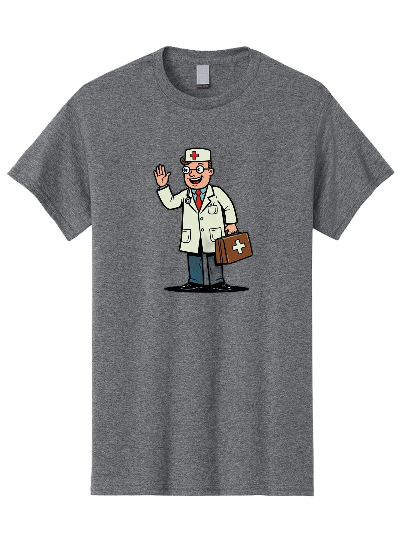 Doctor-7 Men'S Graphic Tee, 100% Cotton, Comfortable Casual Summer Wear, Machine Washable, Cartoon Doctor, Medical Professional, First Aid Kit, Red Cross, Healthcare Worker, Friendly Doctor, Medical Assistance, Doctor'S Kit, Health Care Baa462 4