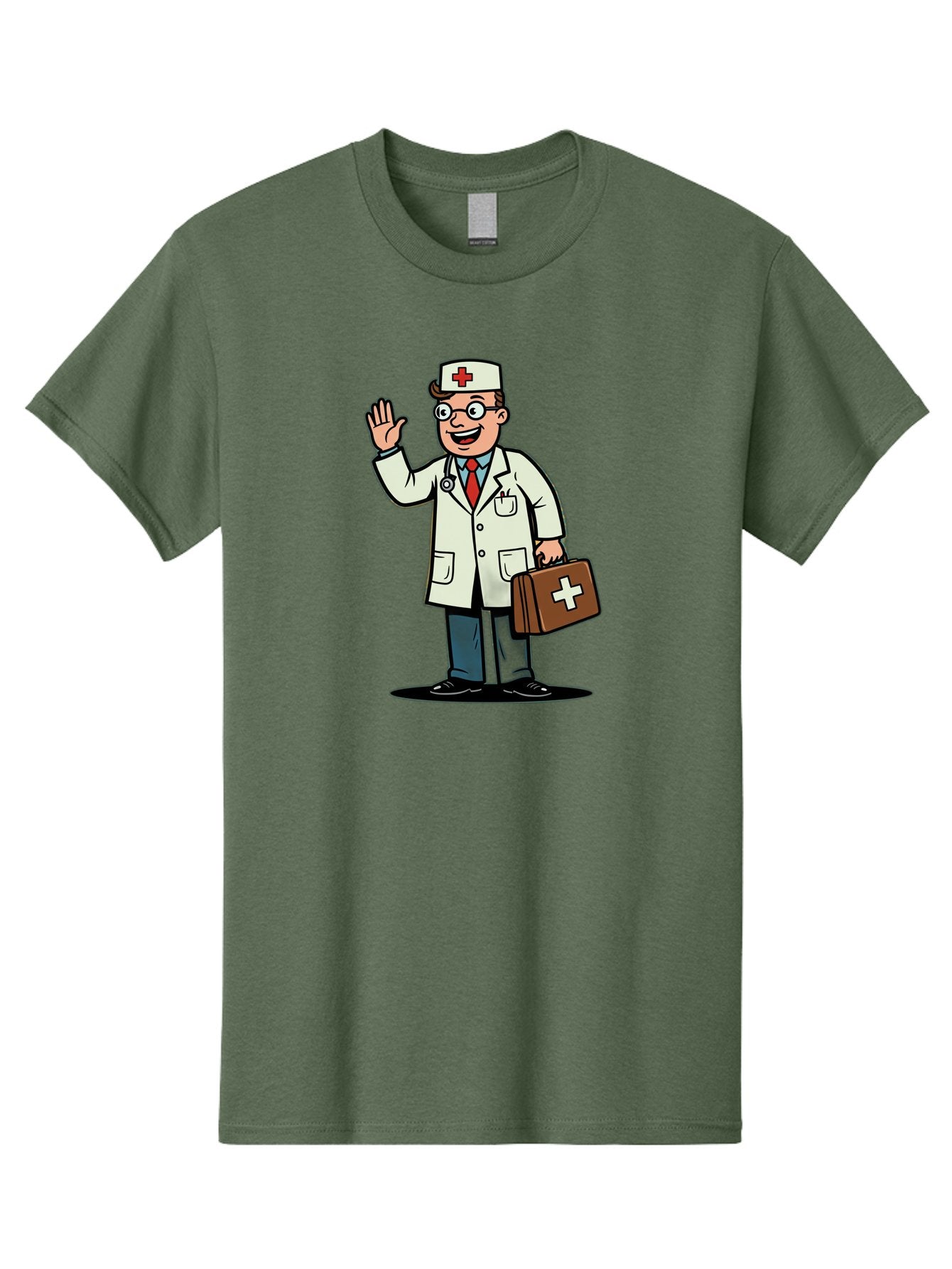Doctor-7 Men'S Graphic Tee, 100% Cotton, Comfortable Casual Summer Wear, Machine Washable, Cartoon Doctor, Medical Professional, First Aid Kit, Red Cross, Healthcare Worker, Friendly Doctor, Medical Assistance, Doctor'S Kit, Health Care Baa462 9