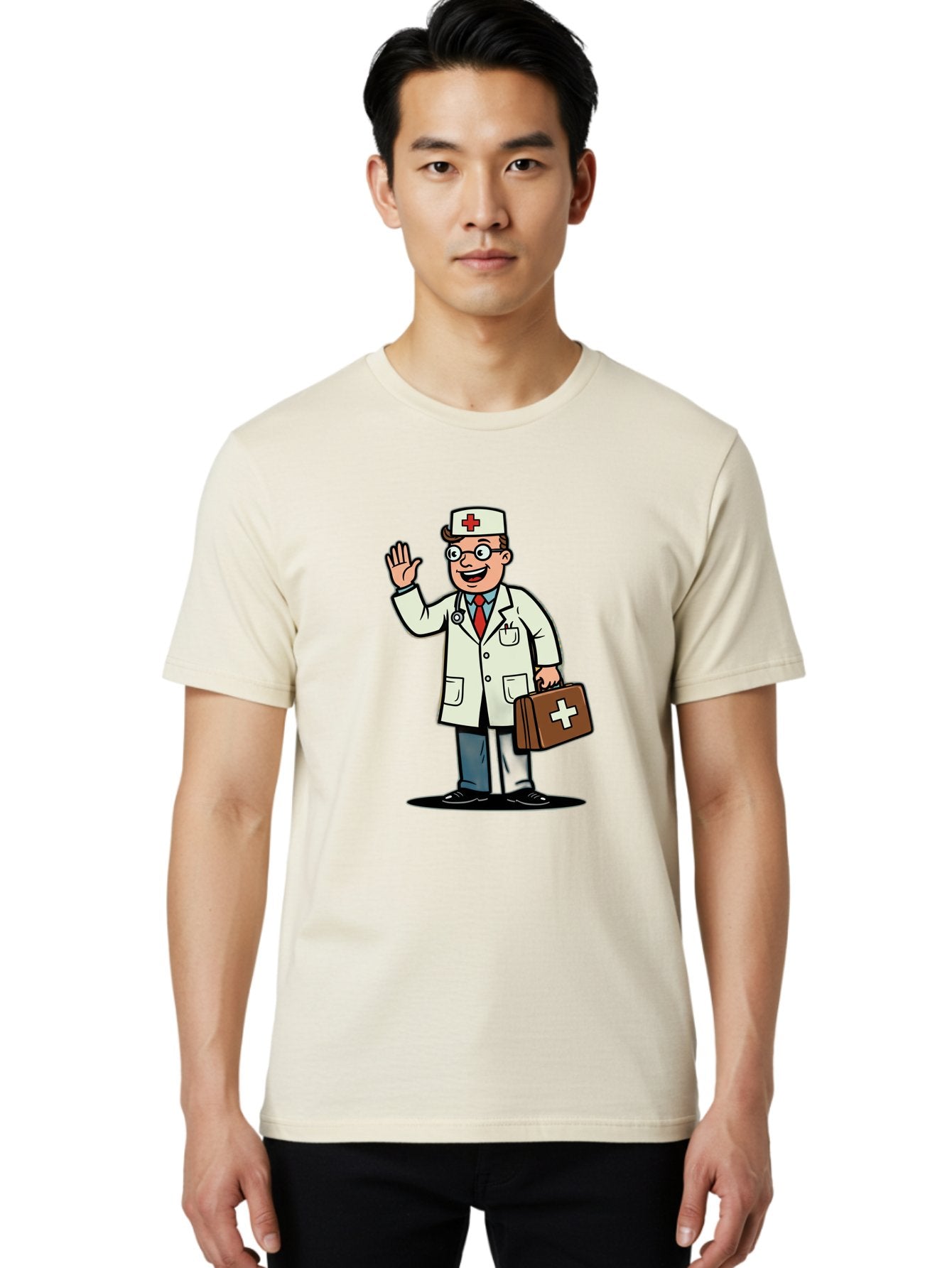 Doctor-7 Men'S Graphic Tee, 100% Cotton, Comfortable Casual Summer Wear, Machine Washable, Cartoon Doctor, Medical Professional, First Aid Kit, Red Cross, Healthcare Worker, Friendly Doctor, Medical Assistance, Doctor'S Kit, Health Care Baa462 23
