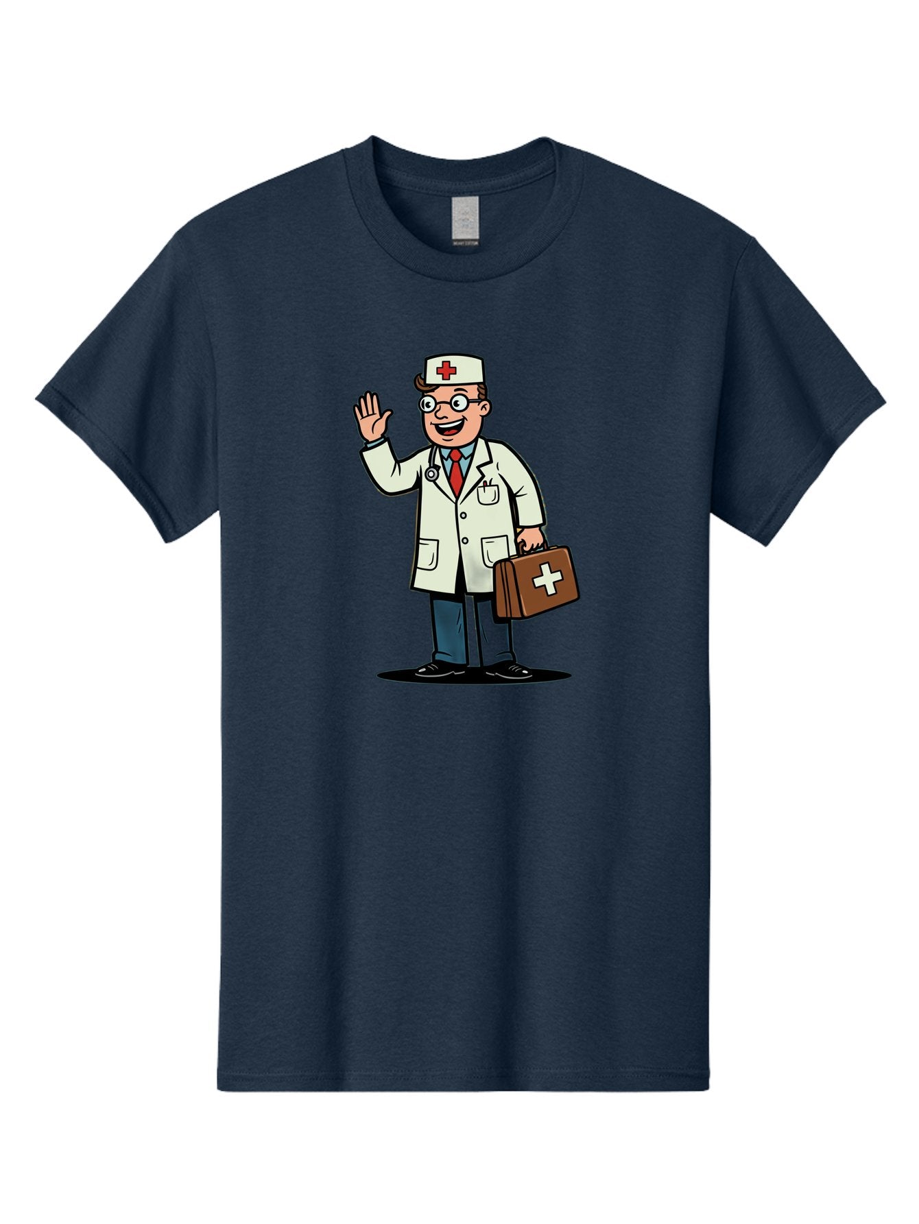 Doctor-7 Men'S Graphic Tee, 100% Cotton, Comfortable Casual Summer Wear, Machine Washable, Cartoon Doctor, Medical Professional, First Aid Kit, Red Cross, Healthcare Worker, Friendly Doctor, Medical Assistance, Doctor'S Kit, Health Care Baa462