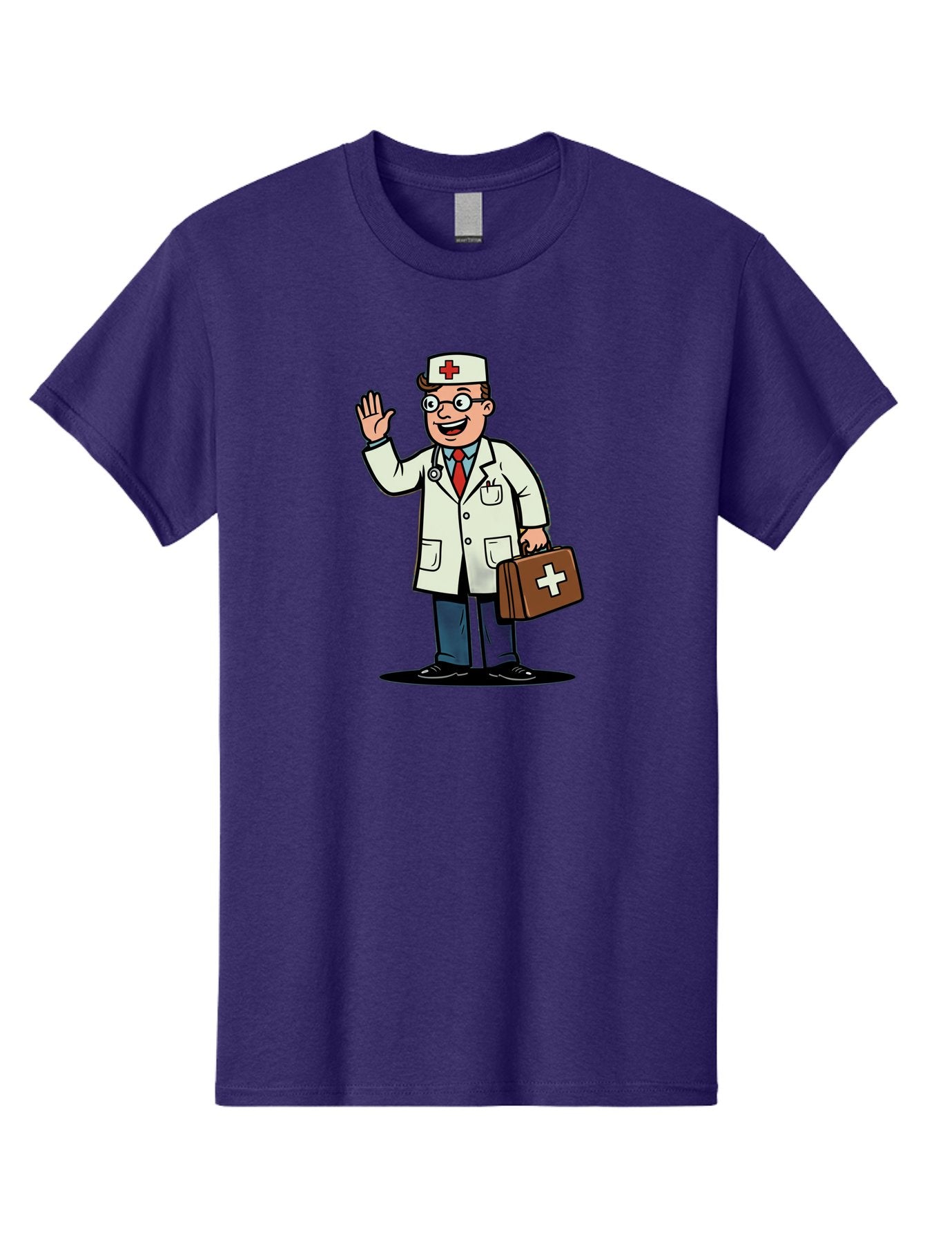 Doctor-7 Men'S Graphic Tee, 100% Cotton, Comfortable Casual Summer Wear, Machine Washable, Cartoon Doctor, Medical Professional, First Aid Kit, Red Cross, Healthcare Worker, Friendly Doctor, Medical Assistance, Doctor'S Kit, Health Care Baa462 15