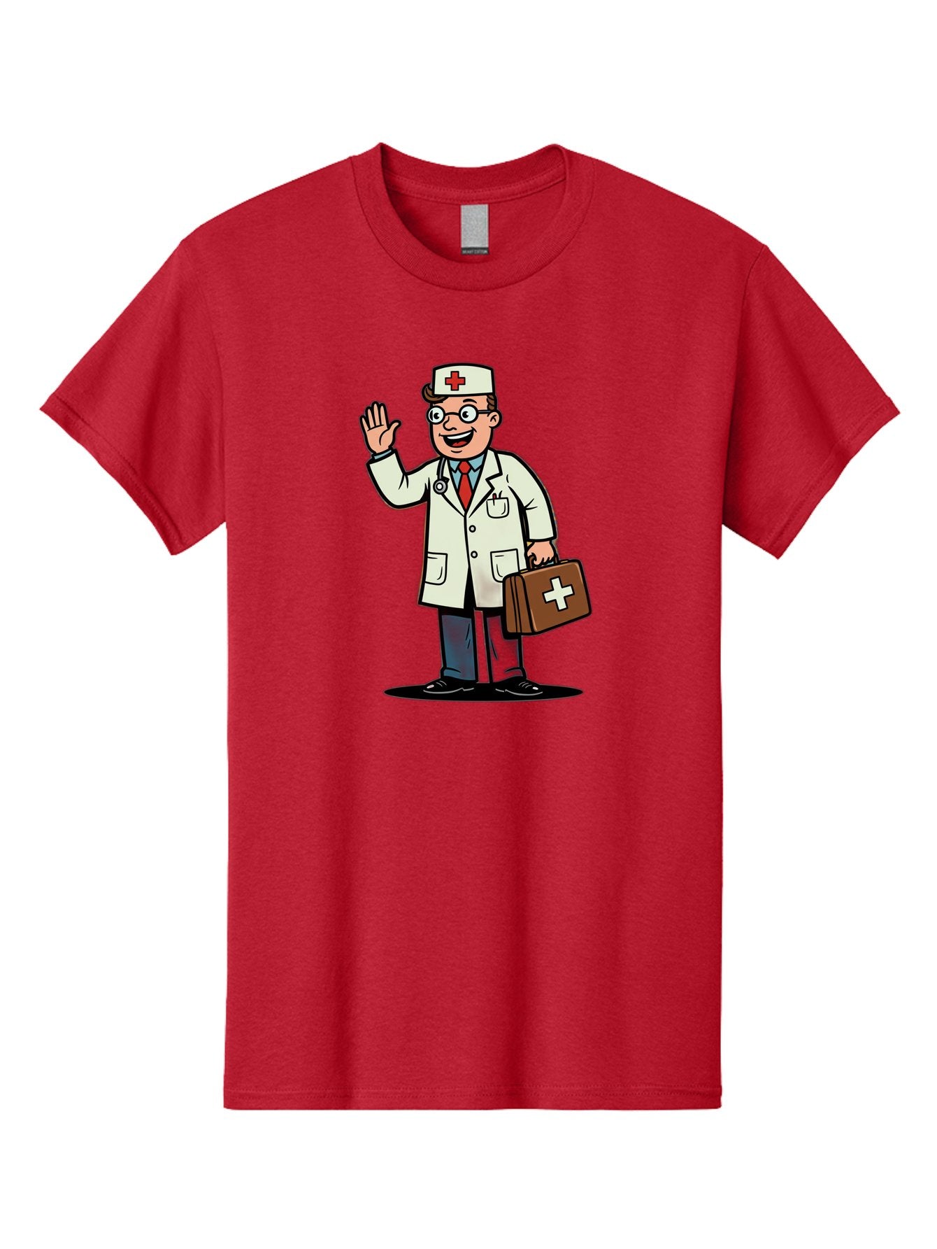 Doctor-7 Men'S Graphic Tee, 100% Cotton, Comfortable Casual Summer Wear, Machine Washable, Cartoon Doctor, Medical Professional, First Aid Kit, Red Cross, Healthcare Worker, Friendly Doctor, Medical Assistance, Doctor'S Kit, Health Care Baa462 14