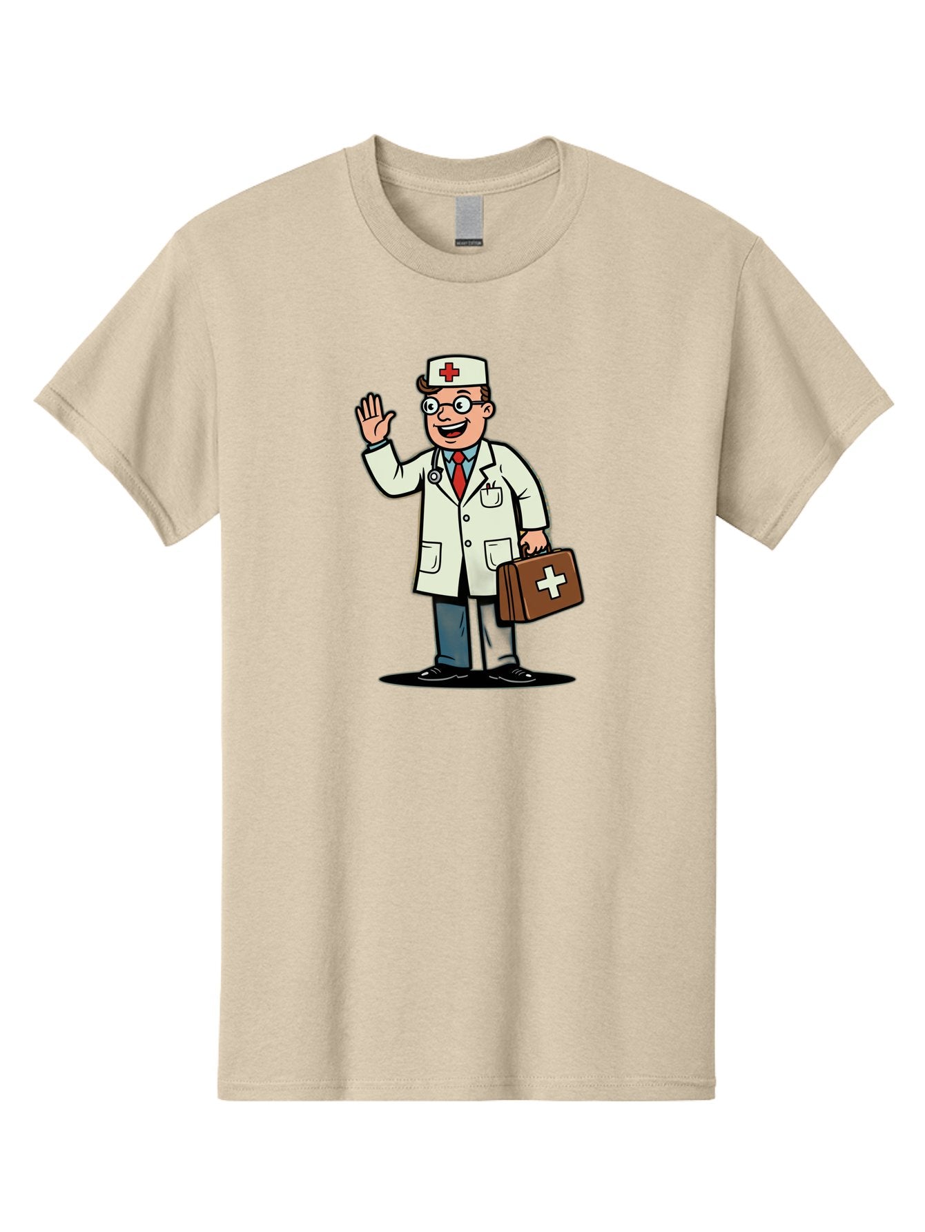 Doctor-7 Men'S Graphic Tee, 100% Cotton, Comfortable Casual Summer Wear, Machine Washable, Cartoon Doctor, Medical Professional, First Aid Kit, Red Cross, Healthcare Worker, Friendly Doctor, Medical Assistance, Doctor'S Kit, Health Care Baa462 8
