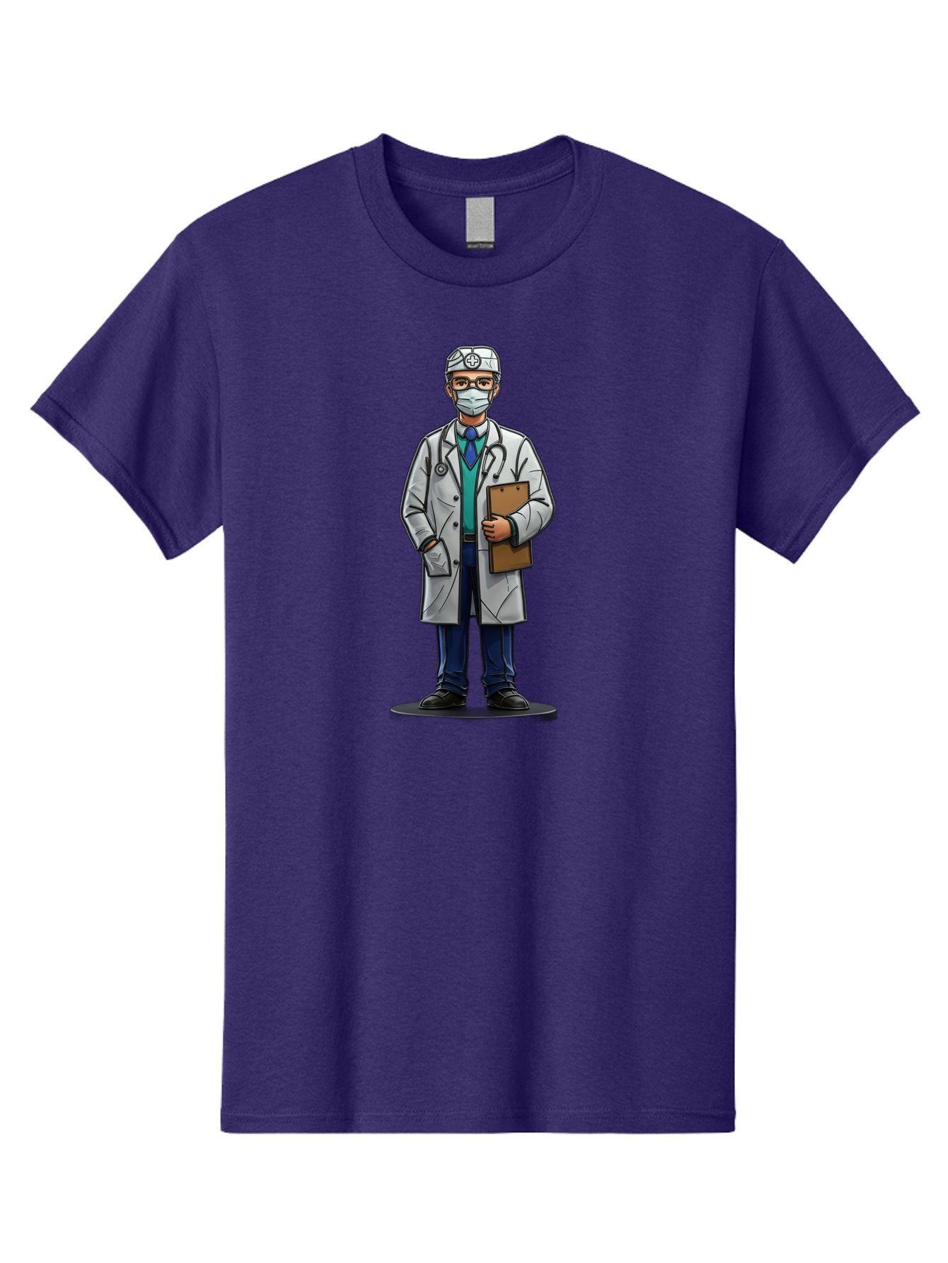 Doctor-8 Men'S Graphic Tee, 100% Cotton, Comfortable Casual Summer Wear, Machine Washable, Male Doctor, Medical Professional, Lab Coat, Stethoscope, Clipboard, Medical Attire, Healthcare Worker, Medical Mask Baa463 3