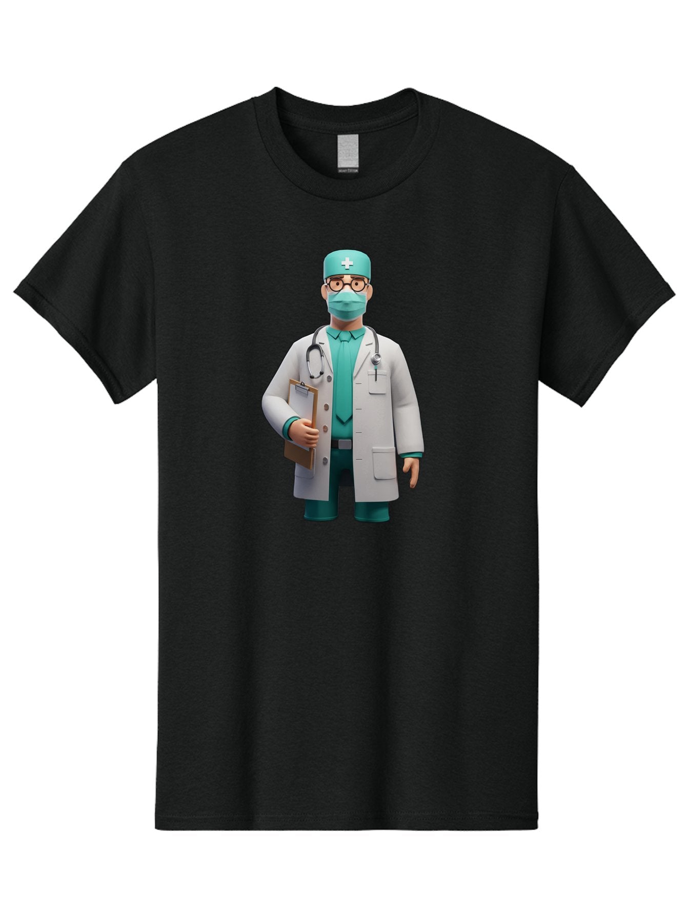 Doctor-9 Men'S Graphic Tee, 100% Cotton, Comfortable Casual Summer Wear, Machine Washable, 3D Cartoon Doctor, Medical Professional, White Coat, Stethoscope, Clipboard, Surgical Mask, Medical Hat, Healthcare Worker, Medical Attire, Baa464