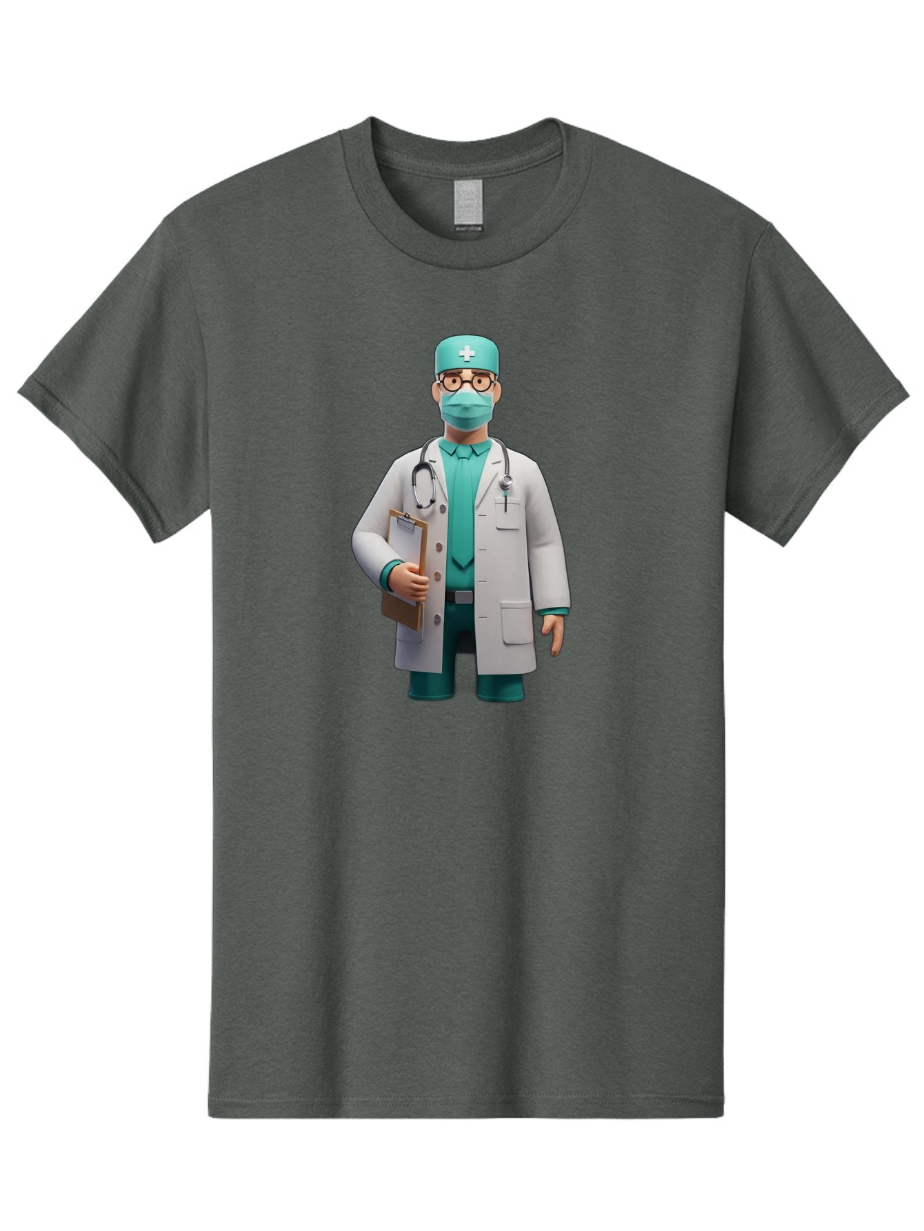 Doctor-9 Men'S Graphic Tee, 100% Cotton, Comfortable Casual Summer Wear, Machine Washable, 3D Cartoon Doctor, Medical Professional, White Coat, Stethoscope, Clipboard, Surgical Mask, Medical Hat, Healthcare Worker, Medical Attire, Baa464 12