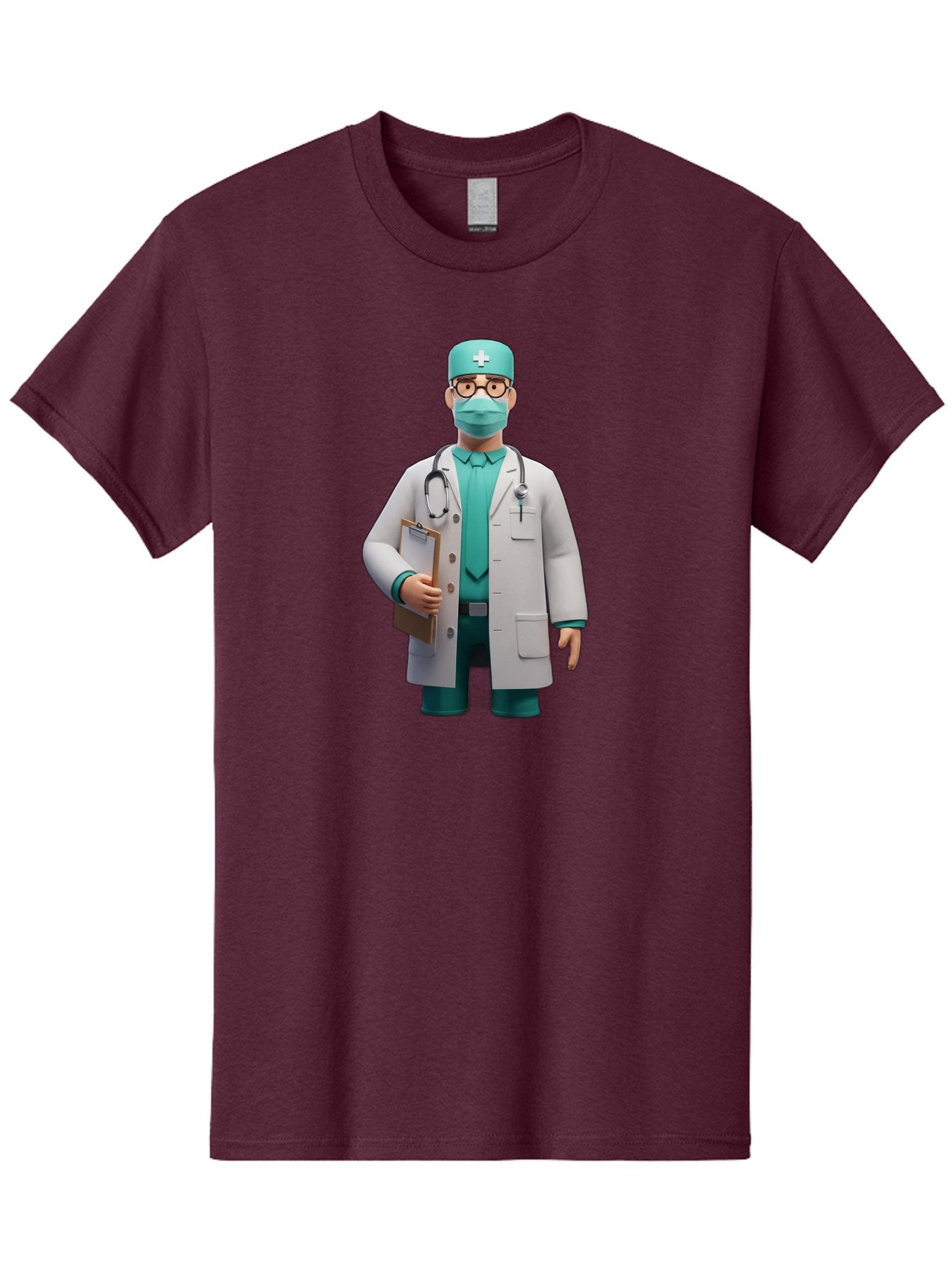 Doctor-9 Men'S Graphic Tee, 100% Cotton, Comfortable Casual Summer Wear, Machine Washable, 3D Cartoon Doctor, Medical Professional, White Coat, Stethoscope, Clipboard, Surgical Mask, Medical Hat, Healthcare Worker, Medical Attire, Baa464 4