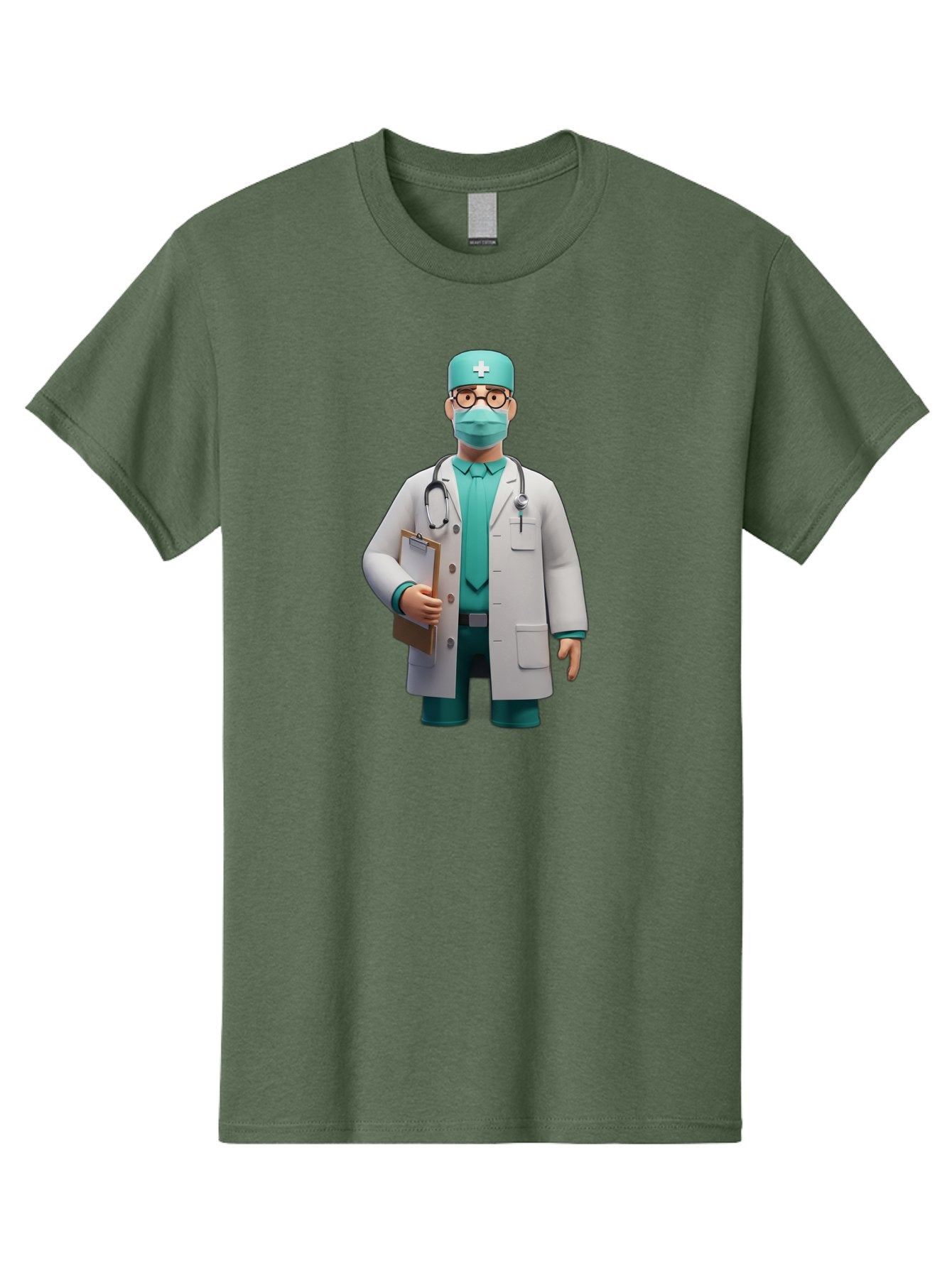 Doctor-9 Men'S Graphic Tee, 100% Cotton, Comfortable Casual Summer Wear, Machine Washable, 3D Cartoon Doctor, Medical Professional, White Coat, Stethoscope, Clipboard, Surgical Mask, Medical Hat, Healthcare Worker, Medical Attire, Baa464 11