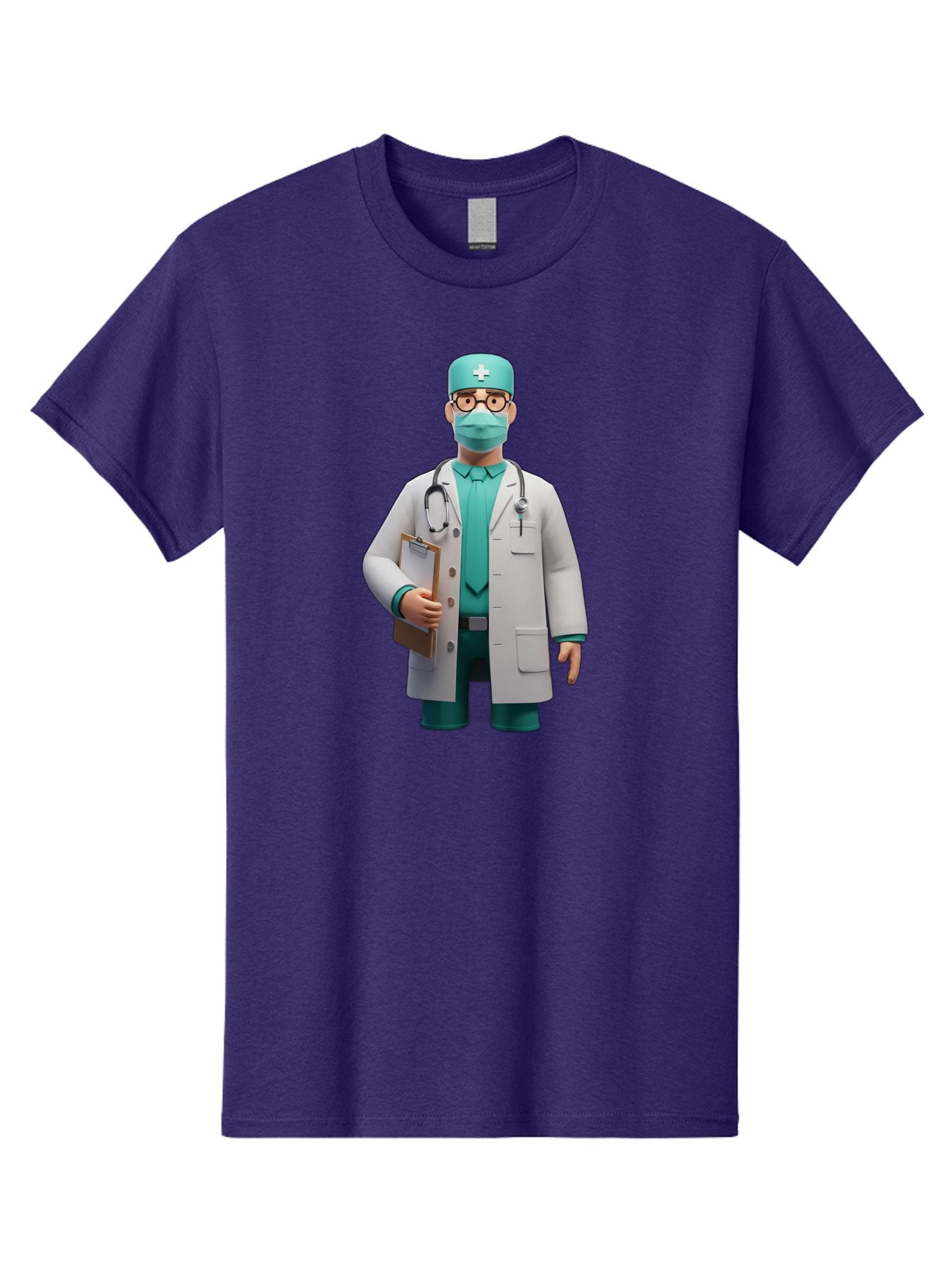 Doctor-9 Men'S Graphic Tee, 100% Cotton, Comfortable Casual Summer Wear, Machine Washable, 3D Cartoon Doctor, Medical Professional, White Coat, Stethoscope, Clipboard, Surgical Mask, Medical Hat, Healthcare Worker, Medical Attire, Baa464 7