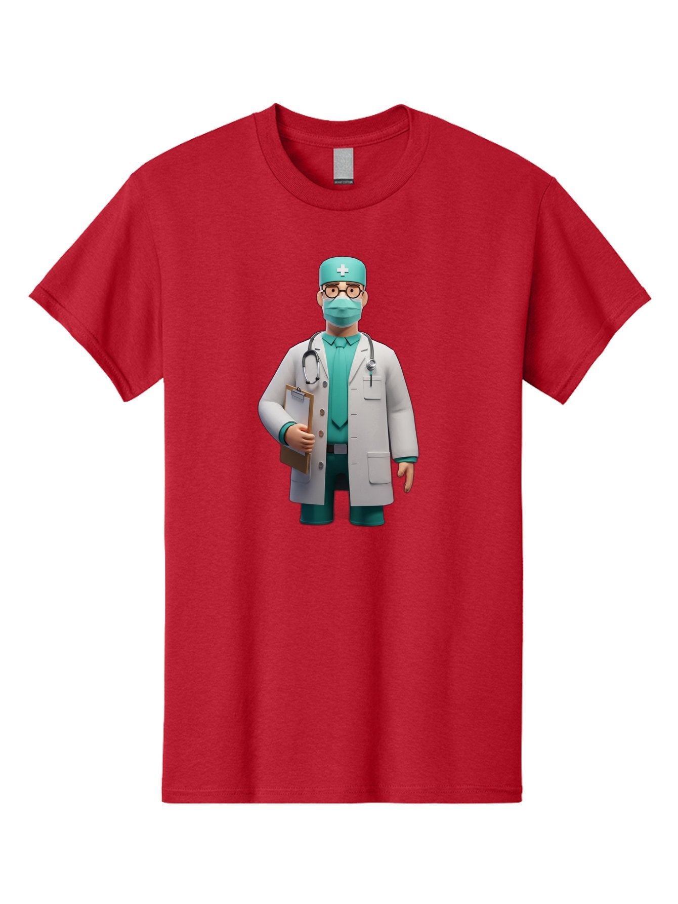 Doctor-9 Men'S Graphic Tee, 100% Cotton, Comfortable Casual Summer Wear, Machine Washable, 3D Cartoon Doctor, Medical Professional, White Coat, Stethoscope, Clipboard, Surgical Mask, Medical Hat, Healthcare Worker, Medical Attire, Baa464