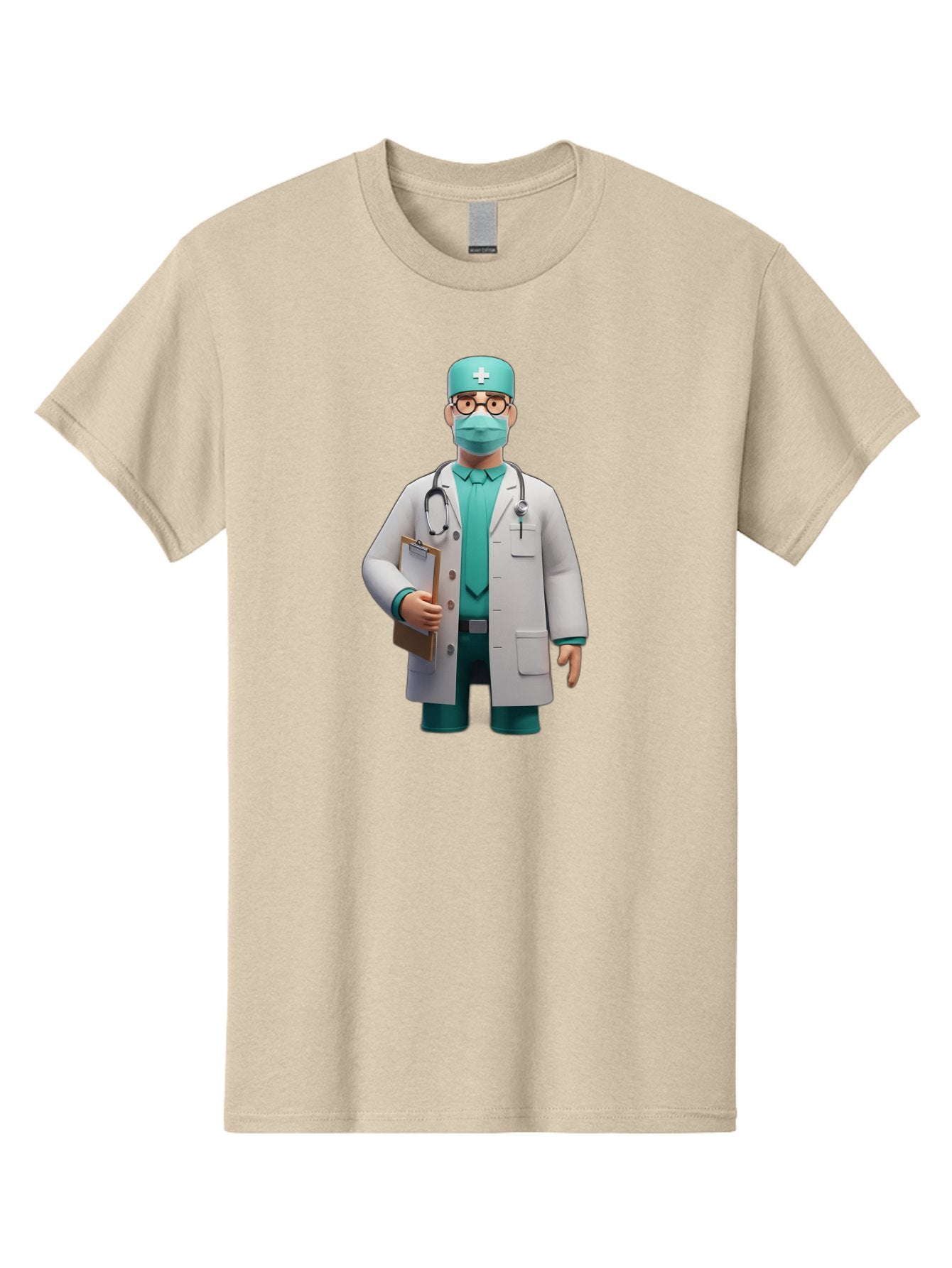 Doctor-9 Men'S Graphic Tee, 100% Cotton, Comfortable Casual Summer Wear, Machine Washable, 3D Cartoon Doctor, Medical Professional, White Coat, Stethoscope, Clipboard, Surgical Mask, Medical Hat, Healthcare Worker, Medical Attire, Baa464 5