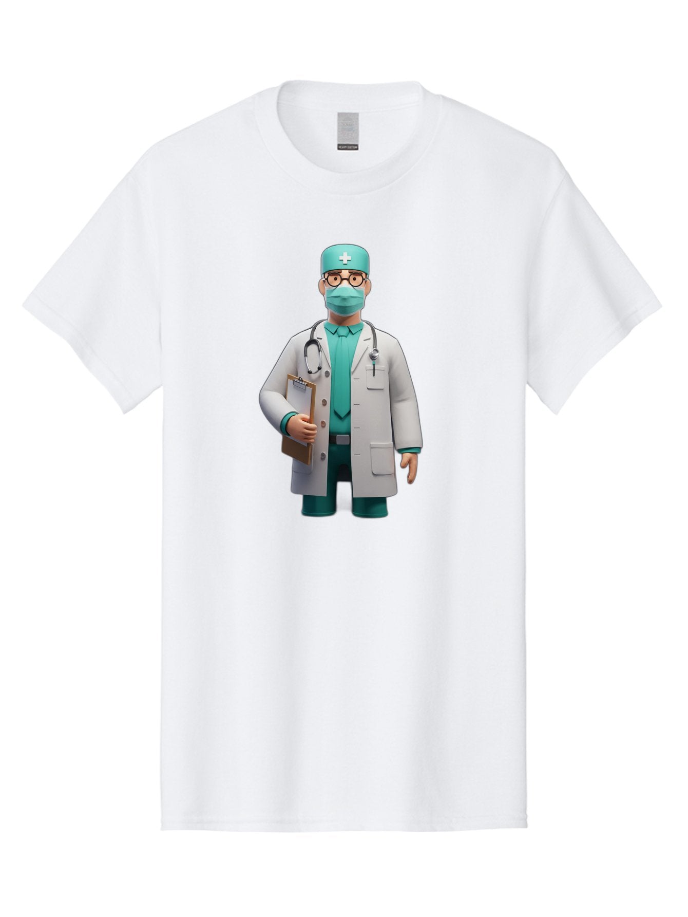 Doctor-9 Men'S Graphic Tee, 100% Cotton, Comfortable Casual Summer Wear, Machine Washable, 3D Cartoon Doctor, Medical Professional, White Coat, Stethoscope, Clipboard, Surgical Mask, Medical Hat, Healthcare Worker, Medical Attire, Baa464 3