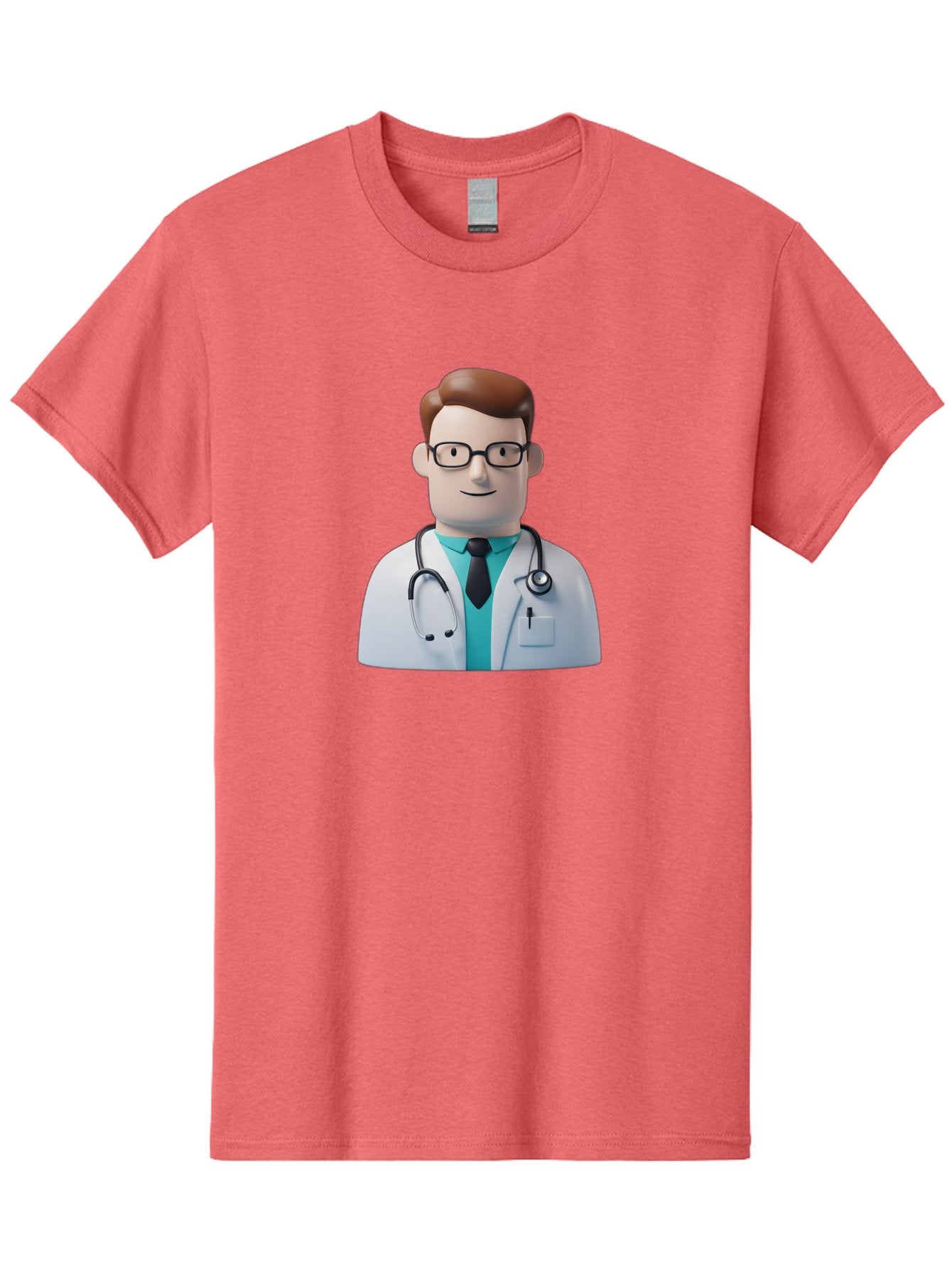 Doctor-Character-1 Men'S Graphic Tee, 100% Cotton, Comfortable Casual Summer Wear, Machine Washable, Male Doctor, White Lab Coat, Stethoscope, Black Tie, Blue Shirt, Friendly Smile, Medical Professional, Healthcare Provider, Doctor Character, Baa468 11