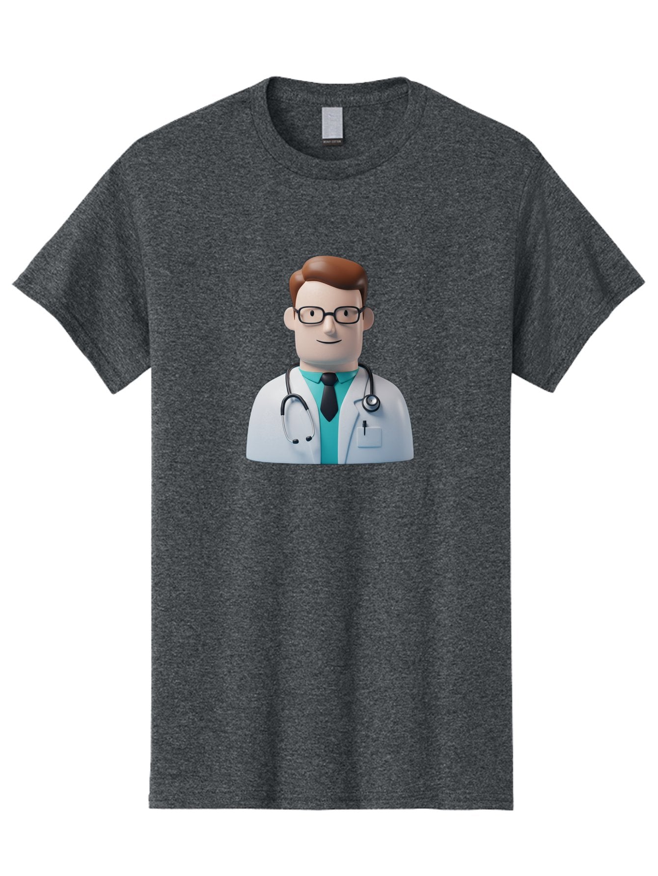 Doctor-Character-1 Men'S Graphic Tee, 100% Cotton, Comfortable Casual Summer Wear, Machine Washable, Male Doctor, White Lab Coat, Stethoscope, Black Tie, Blue Shirt, Friendly Smile, Medical Professional, Healthcare Provider, Doctor Character, Baa468 10