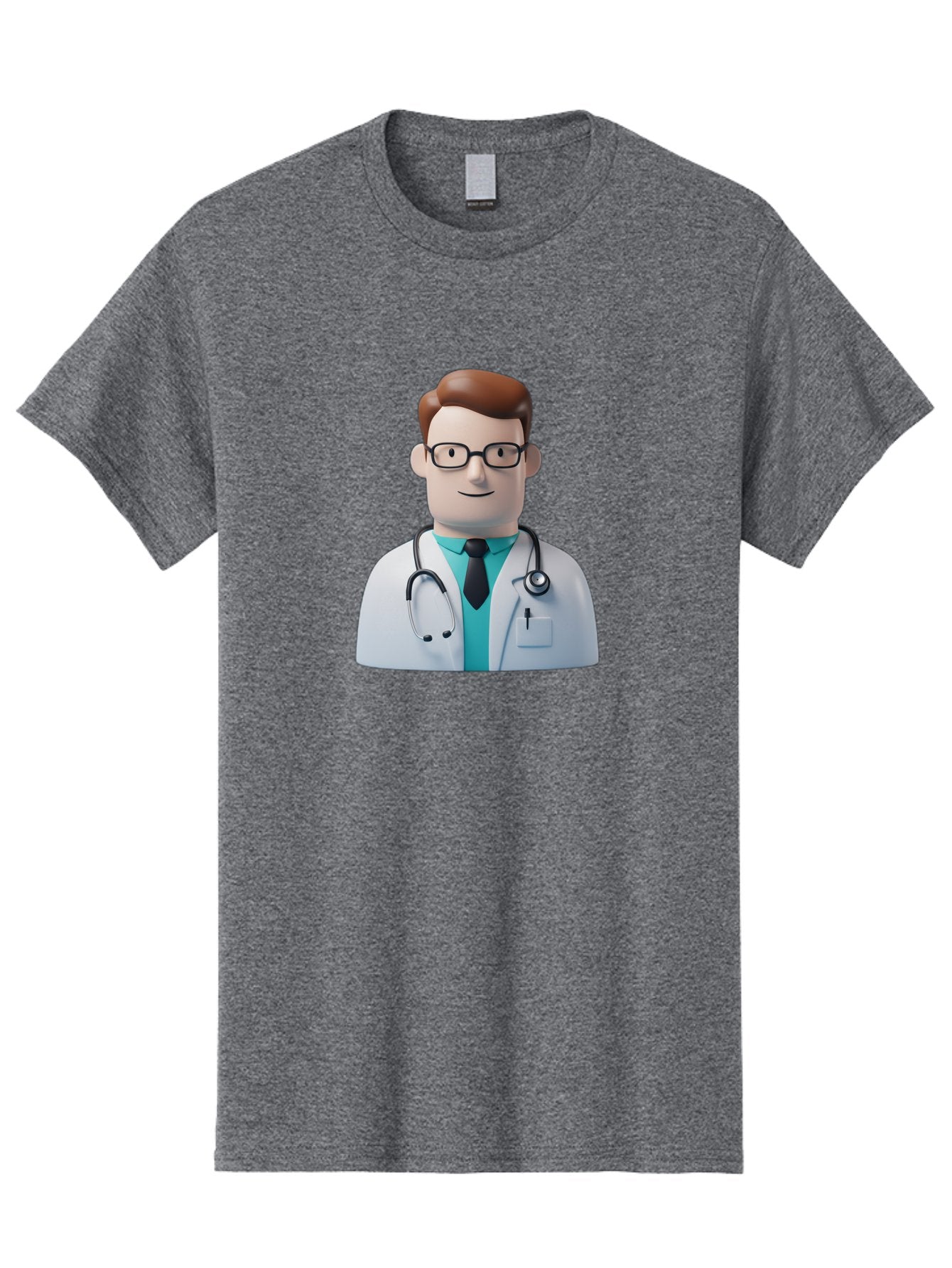 Doctor-Character-1 Men'S Graphic Tee, 100% Cotton, Comfortable Casual Summer Wear, Machine Washable, Male Doctor, White Lab Coat, Stethoscope, Black Tie, Blue Shirt, Friendly Smile, Medical Professional, Healthcare Provider, Doctor Character, Baa468 14