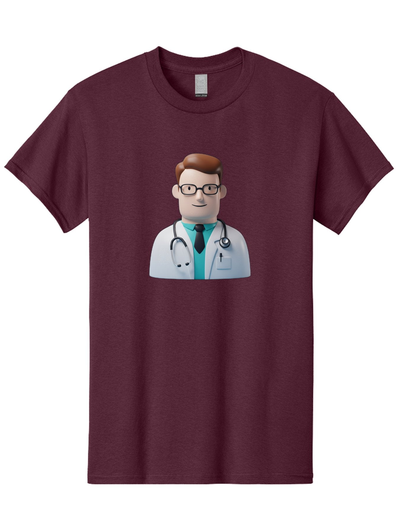 Doctor-Character-1 Men'S Graphic Tee, 100% Cotton, Comfortable Casual Summer Wear, Machine Washable, Male Doctor, White Lab Coat, Stethoscope, Black Tie, Blue Shirt, Friendly Smile, Medical Professional, Healthcare Provider, Doctor Character, Baa468 5