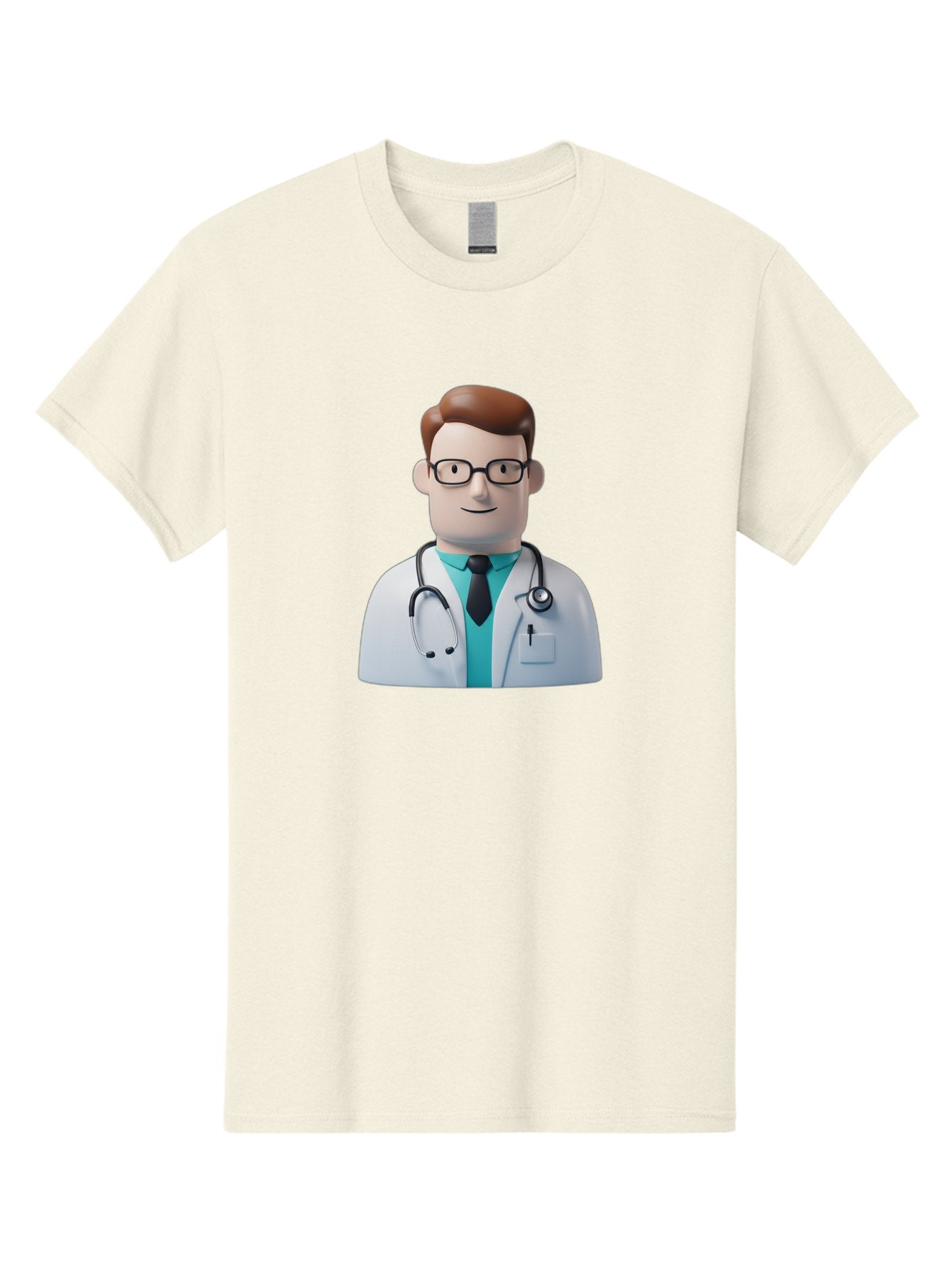 Doctor-Character-1 Men'S Graphic Tee, 100% Cotton, Comfortable Casual Summer Wear, Machine Washable, Male Doctor, White Lab Coat, Stethoscope, Black Tie, Blue Shirt, Friendly Smile, Medical Professional, Healthcare Provider, Doctor Character, Baa468 7