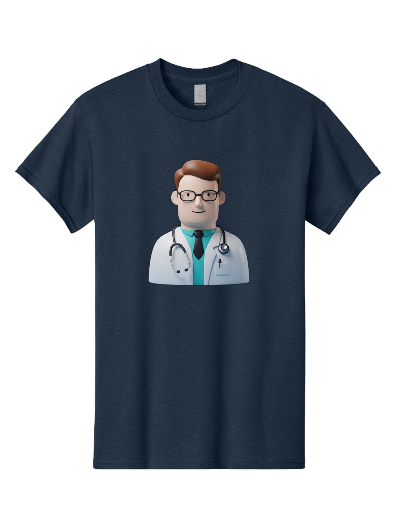 Doctor-Character-1 Men'S Graphic Tee, 100% Cotton, Comfortable Casual Summer Wear, Machine Washable, Male Doctor, White Lab Coat, Stethoscope, Black Tie, Blue Shirt, Friendly Smile, Medical Professional, Healthcare Provider, Doctor Character, Baa468 13