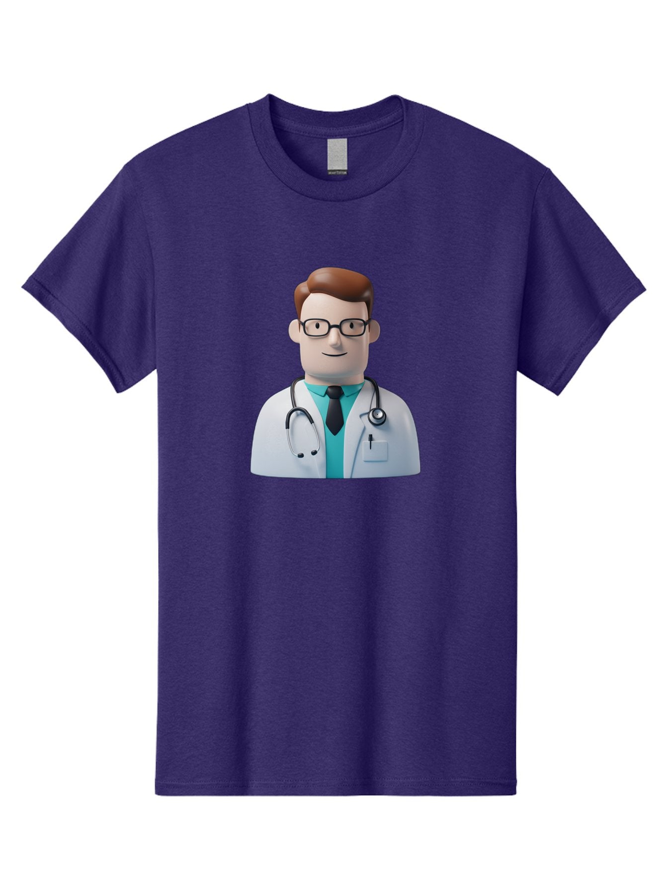 Doctor-Character-1 Men'S Graphic Tee, 100% Cotton, Comfortable Casual Summer Wear, Machine Washable, Male Doctor, White Lab Coat, Stethoscope, Black Tie, Blue Shirt, Friendly Smile, Medical Professional, Healthcare Provider, Doctor Character, Baa468 4