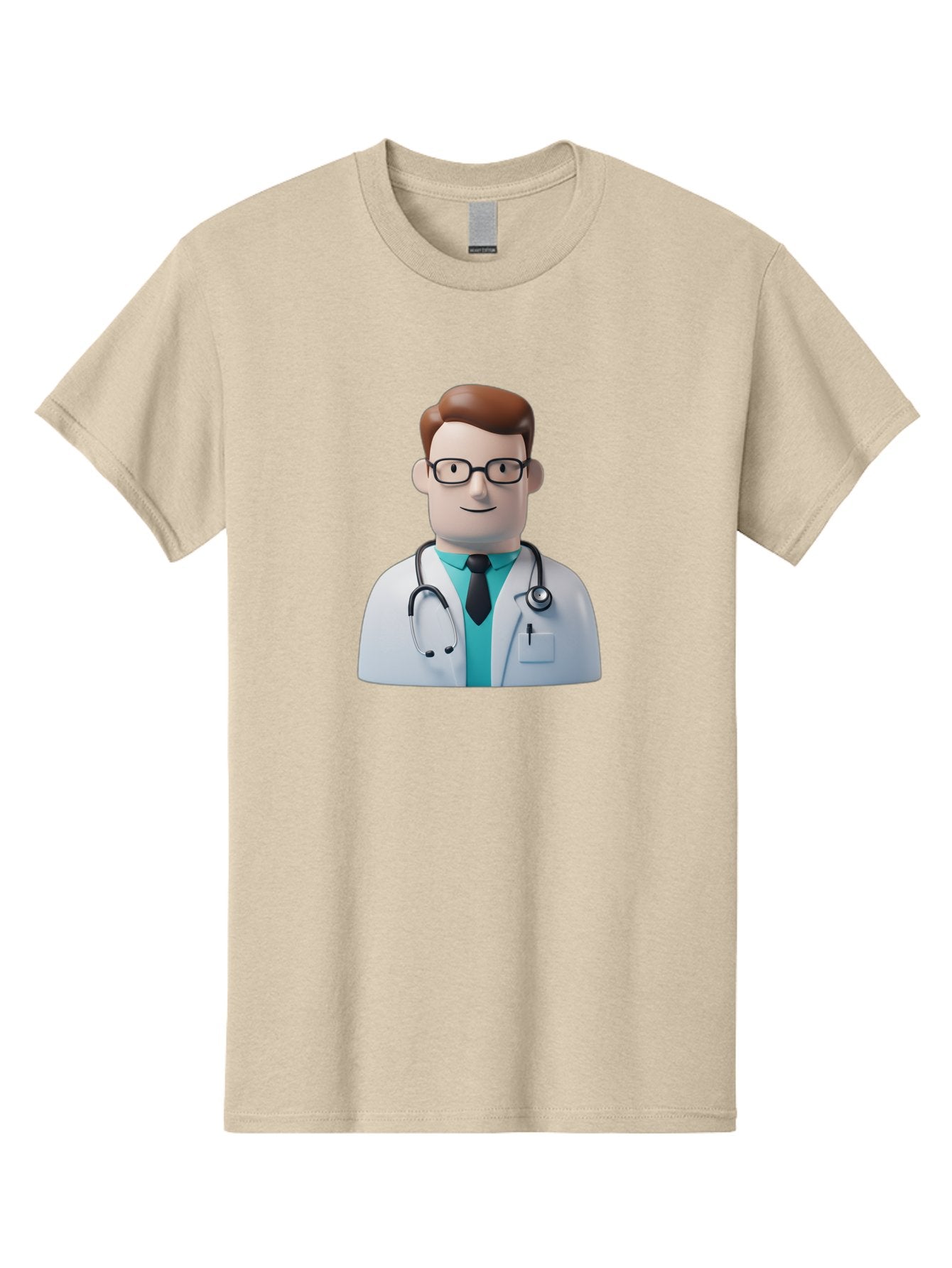Doctor-Character-1 Men'S Graphic Tee, 100% Cotton, Comfortable Casual Summer Wear, Machine Washable, Male Doctor, White Lab Coat, Stethoscope, Black Tie, Blue Shirt, Friendly Smile, Medical Professional, Healthcare Provider, Doctor Character, Baa468 6