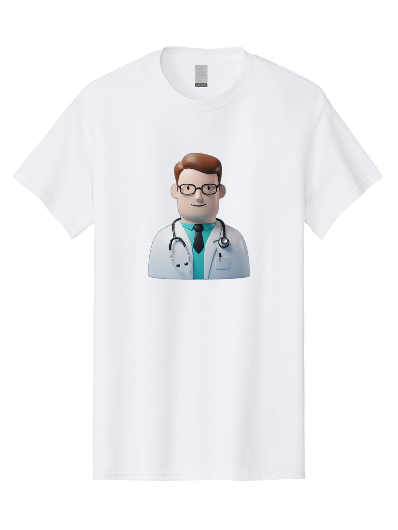 Doctor-Character-1 Men'S Graphic Tee, 100% Cotton, Comfortable Casual Summer Wear, Machine Washable, Male Doctor, White Lab Coat, Stethoscope, Black Tie, Blue Shirt, Friendly Smile, Medical Professional, Healthcare Provider, Doctor Character, Baa468 8