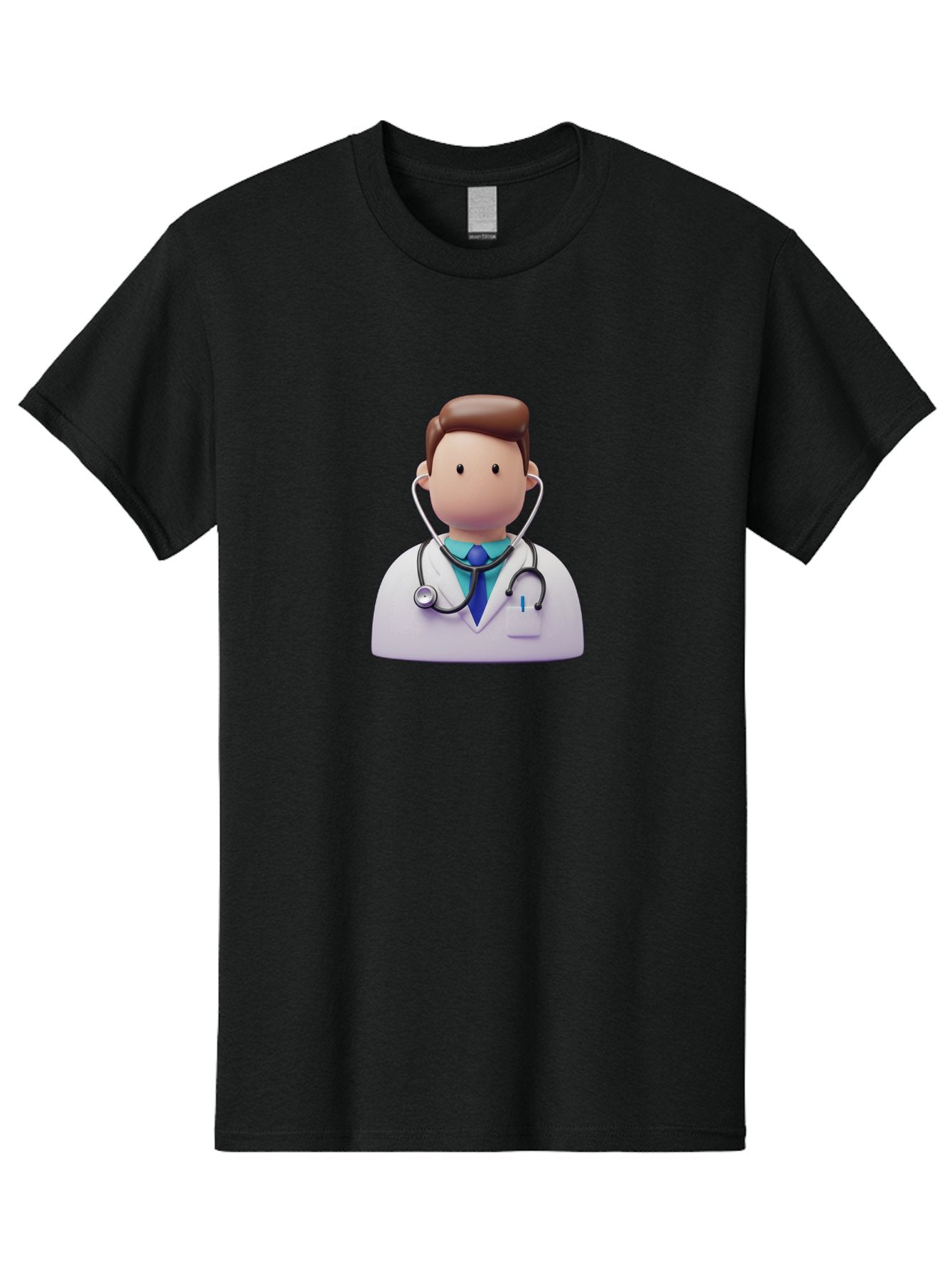 Doctor-Character-2 Men'S Graphic Tee, 100% Cotton, Comfortable Casual Summer Wear, Machine Washable, Cartoon Doctor, Medical Professional, Stethoscope, White Coat, Blue Tie, Health Care, Medical Illustration, 3D Character, Healthcare Worker, Baa469 9