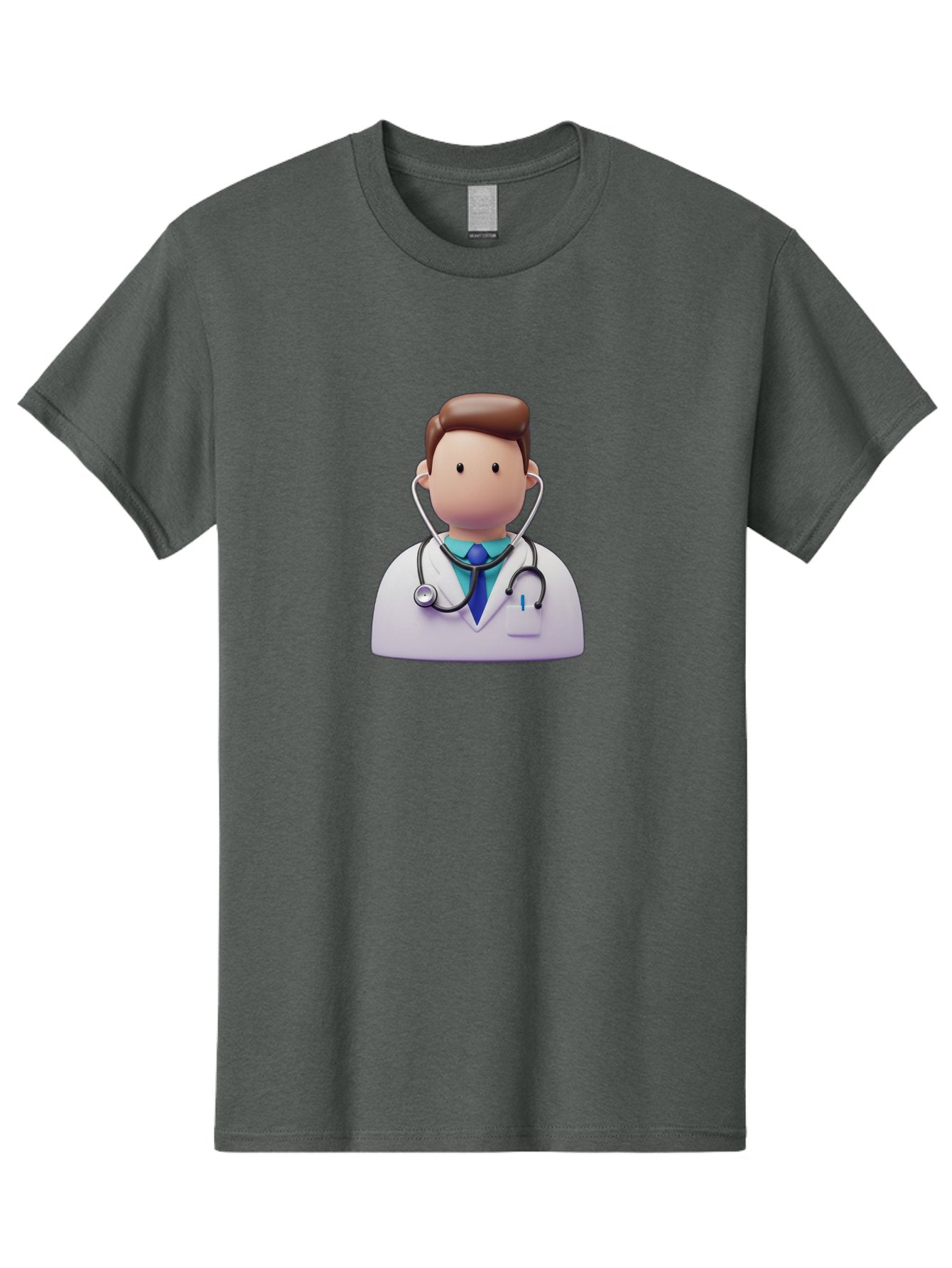 Doctor-Character-2 Men'S Graphic Tee, 100% Cotton, Comfortable Casual Summer Wear, Machine Washable, Cartoon Doctor, Medical Professional, Stethoscope, White Coat, Blue Tie, Health Care, Medical Illustration, 3D Character, Healthcare Worker, Baa469 5