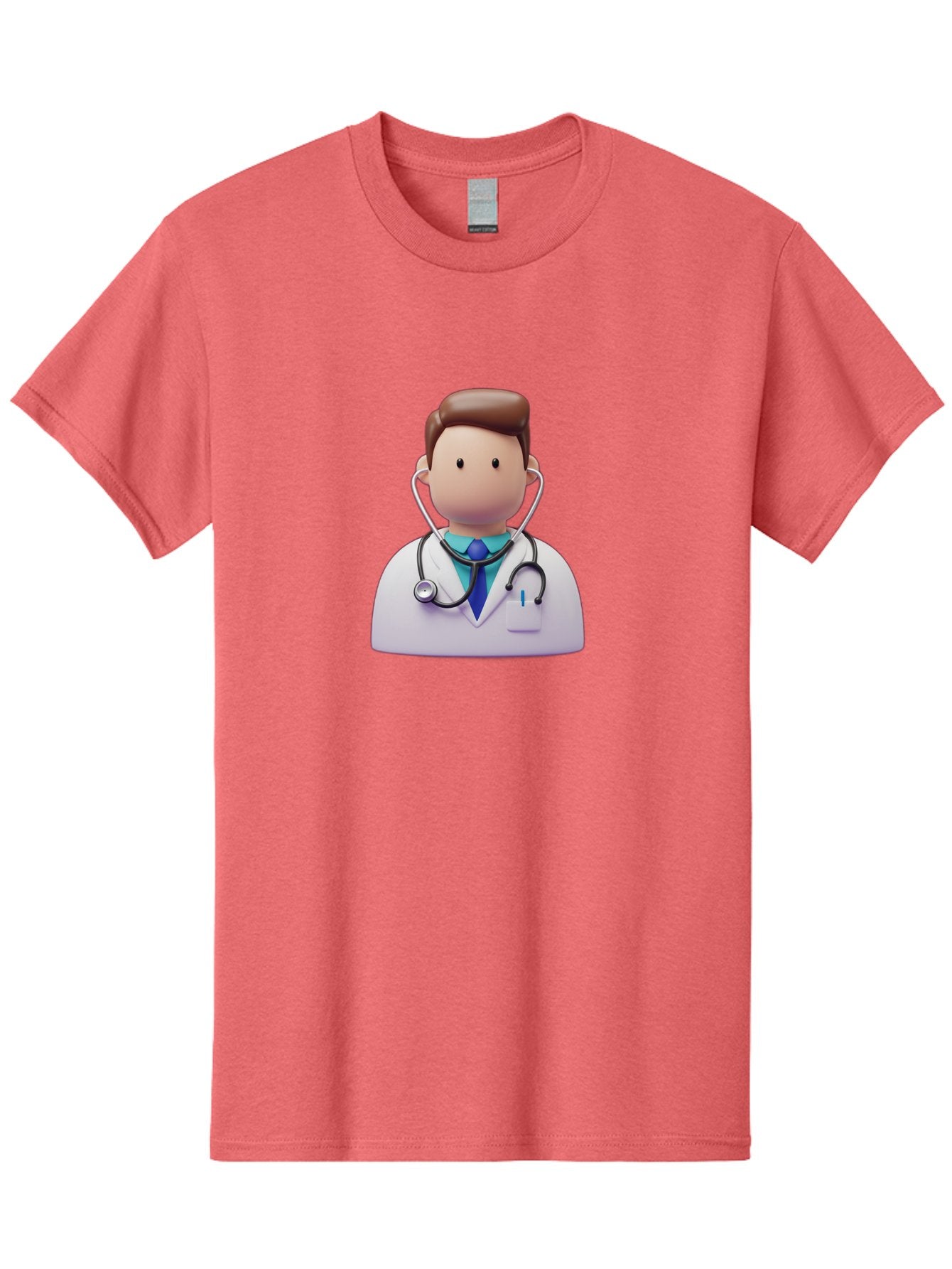 Doctor-Character-2 Men'S Graphic Tee, 100% Cotton, Comfortable Casual Summer Wear, Machine Washable, Cartoon Doctor, Medical Professional, Stethoscope, White Coat, Blue Tie, Health Care, Medical Illustration, 3D Character, Healthcare Worker, Baa469 6
