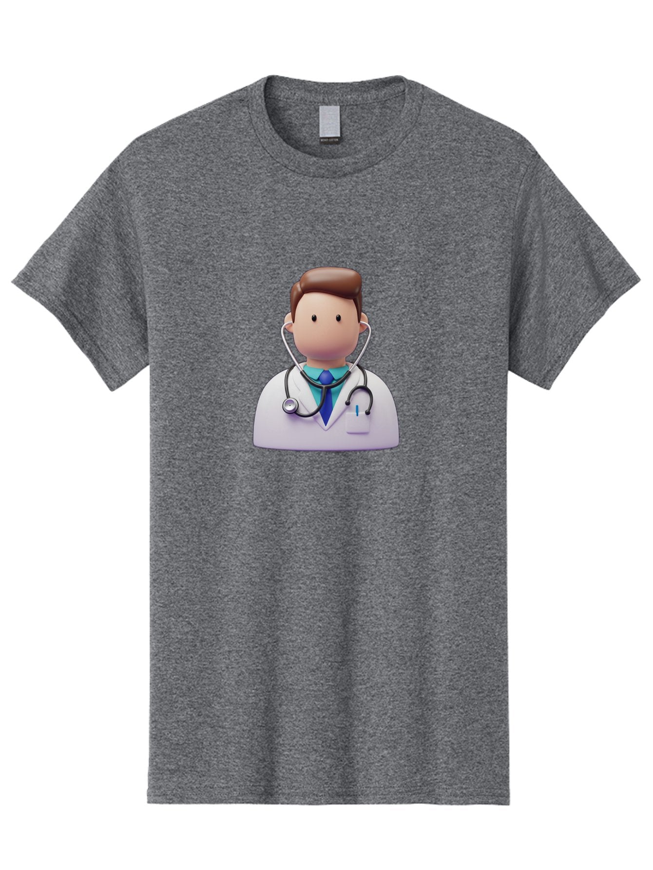 Doctor-Character-2 Men'S Graphic Tee, 100% Cotton, Comfortable Casual Summer Wear, Machine Washable, Cartoon Doctor, Medical Professional, Stethoscope, White Coat, Blue Tie, Health Care, Medical Illustration, 3D Character, Healthcare Worker, Baa469 10