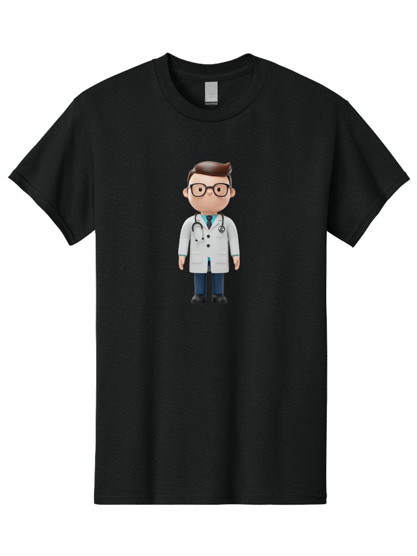 Doctor-Character Men'S Graphic Tee, 100% Cotton, Comfortable Casual Summer Wear, Machine Washable, Cartoon Doctor, Male Physician, Medical Professional, Doctor Character, Stethoscope Around Neck, White Lab Coat, Medical Attire, Baa472 13