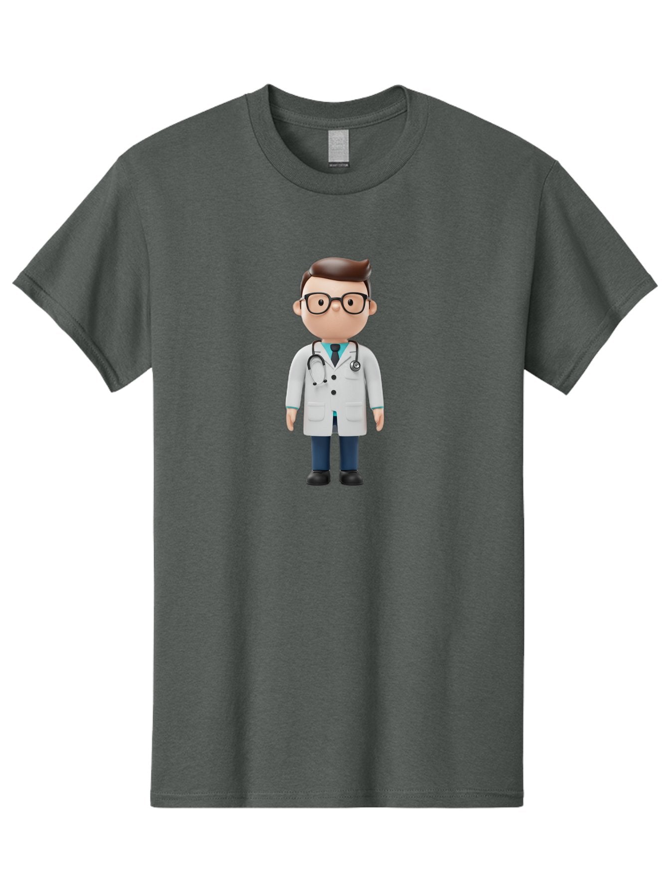 Doctor-Character Men'S Graphic Tee, 100% Cotton, Comfortable Casual Summer Wear, Machine Washable, Cartoon Doctor, Male Physician, Medical Professional, Doctor Character, Stethoscope Around Neck, White Lab Coat, Medical Attire, Baa472 12